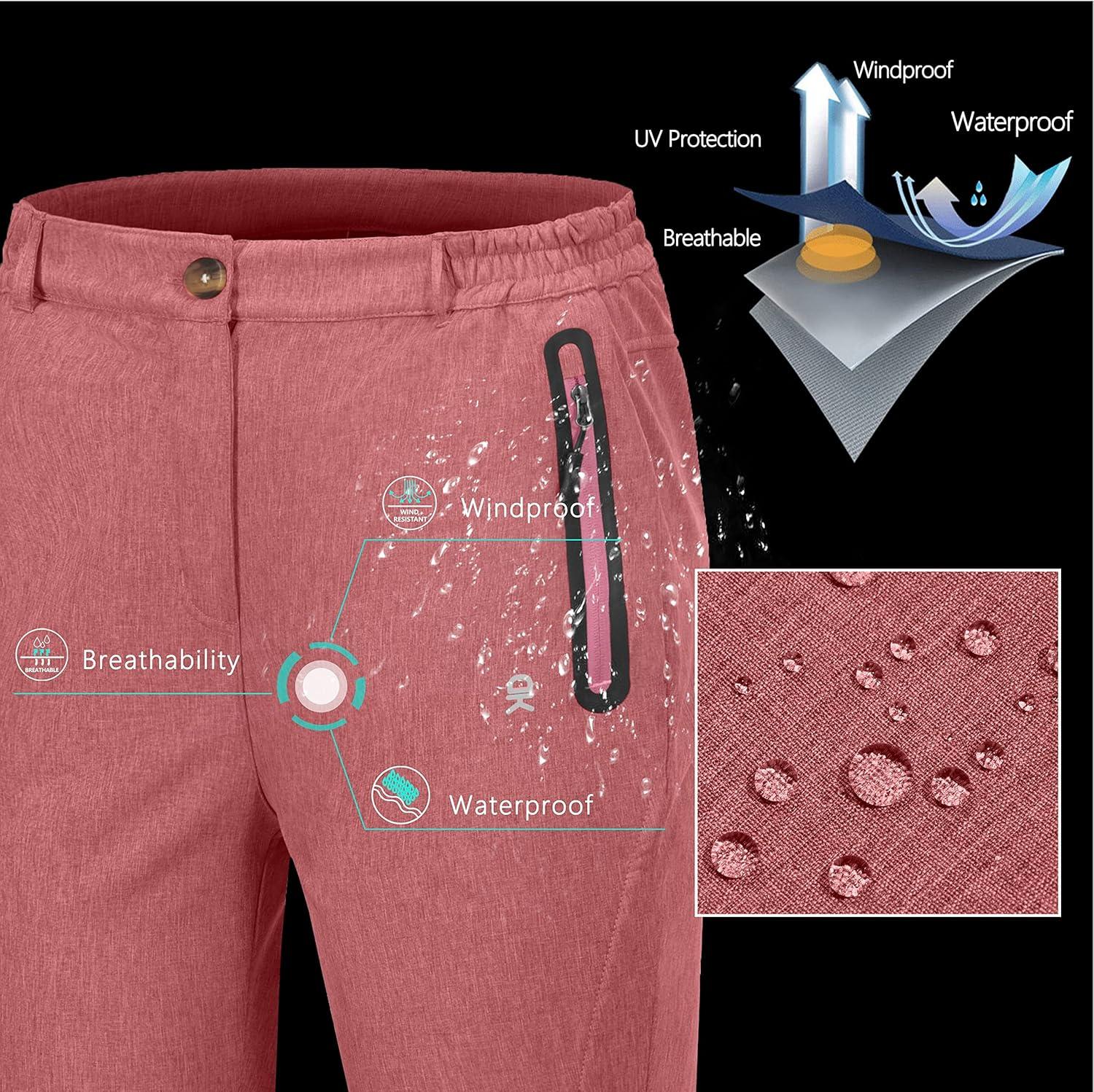 imageLittle Donkey Andy Softshell Fleece Lined Cargo Pants for Women Water Resistance Outdoor Hiking Tactical TrousersWatermelon Red Heather