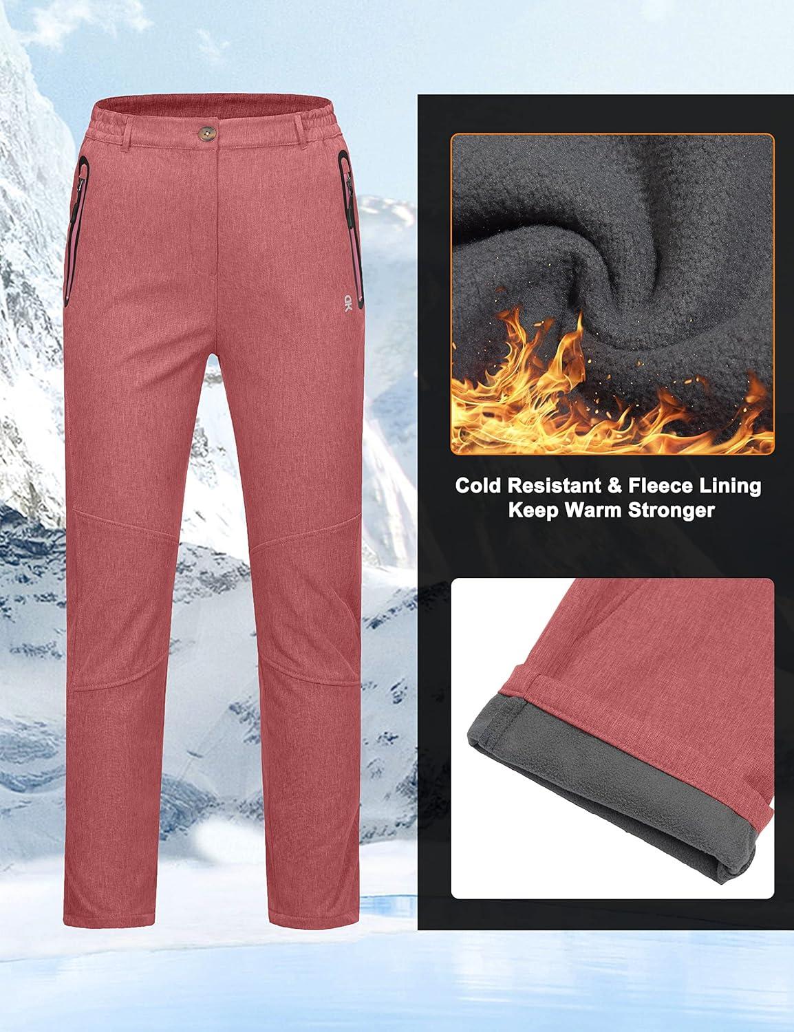 imageLittle Donkey Andy Softshell Fleece Lined Cargo Pants for Women Water Resistance Outdoor Hiking Tactical TrousersWatermelon Red Heather