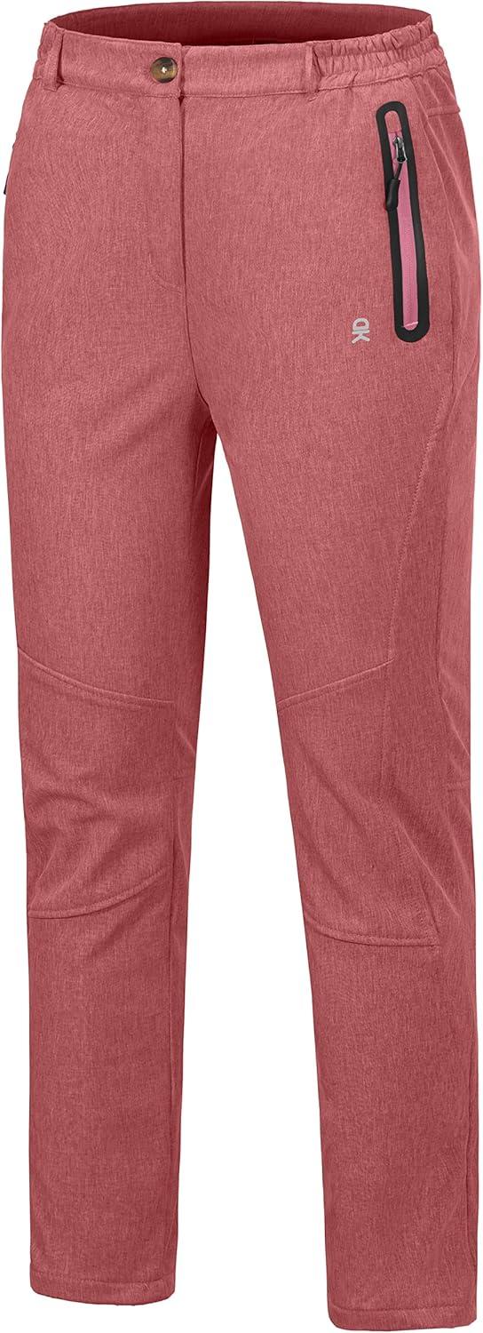 imageLittle Donkey Andy Softshell Fleece Lined Cargo Pants for Women Water Resistance Outdoor Hiking Tactical TrousersWatermelon Red Heather