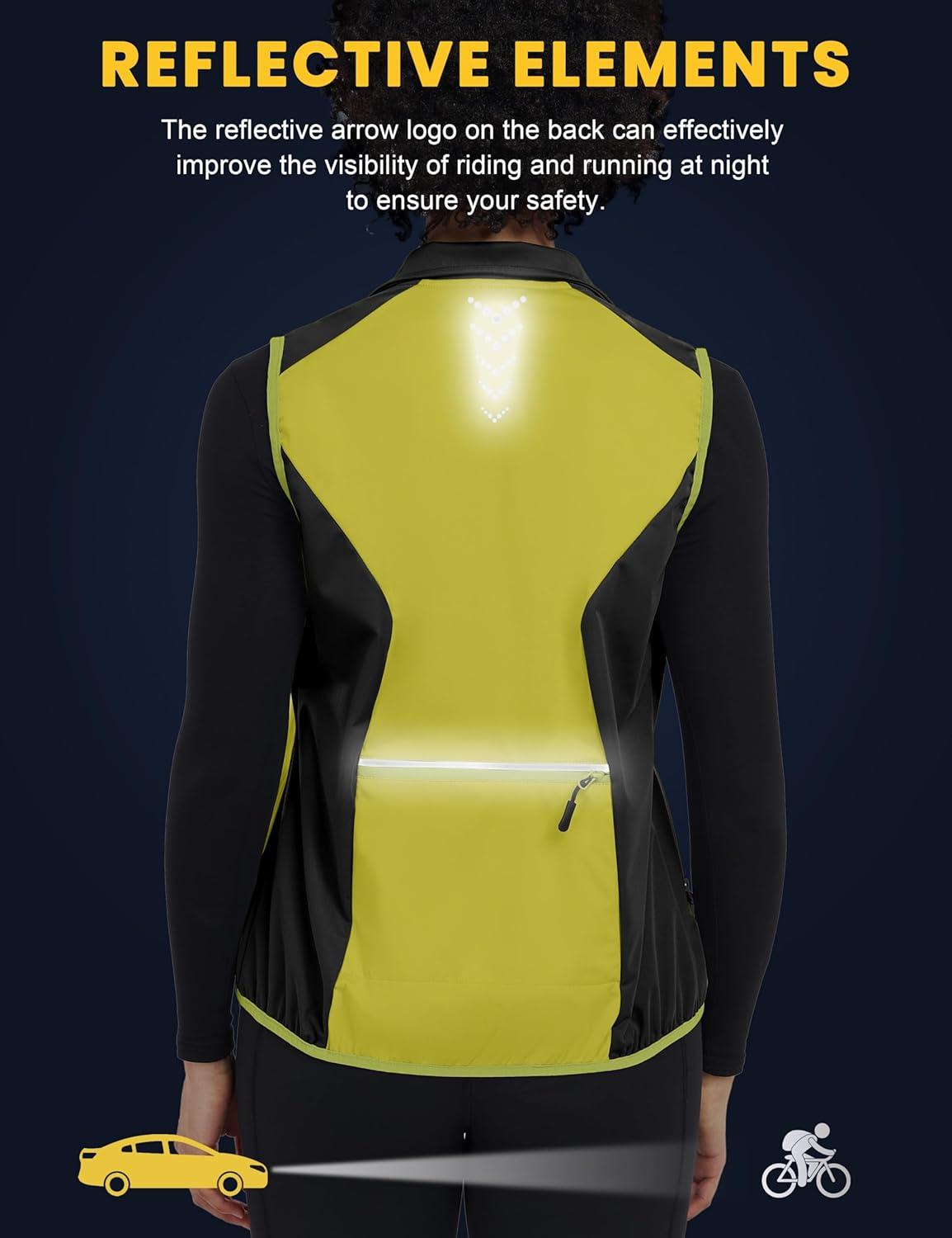 imageLittle Donkey Andy Windproof Sleeveless Vest Jacket for Women WaterRepellent Stretch Sports Vest for Cycling RunningFluorescent Yellow