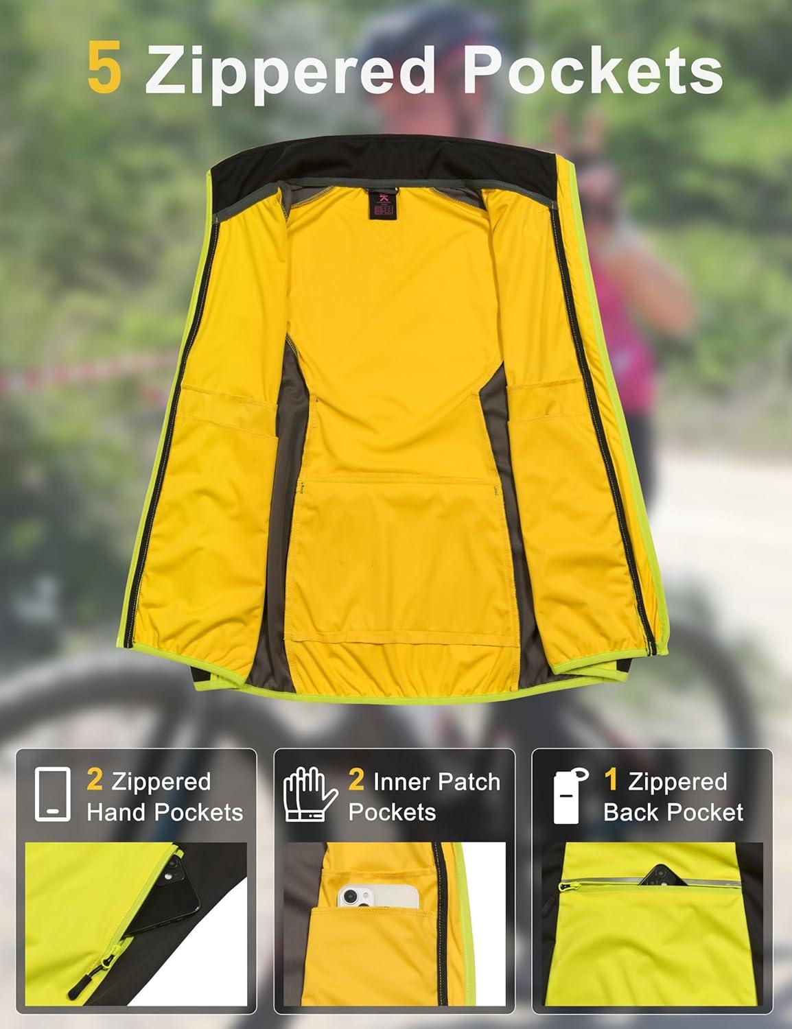 imageLittle Donkey Andy Windproof Sleeveless Vest Jacket for Women WaterRepellent Stretch Sports Vest for Cycling RunningFluorescent Yellow
