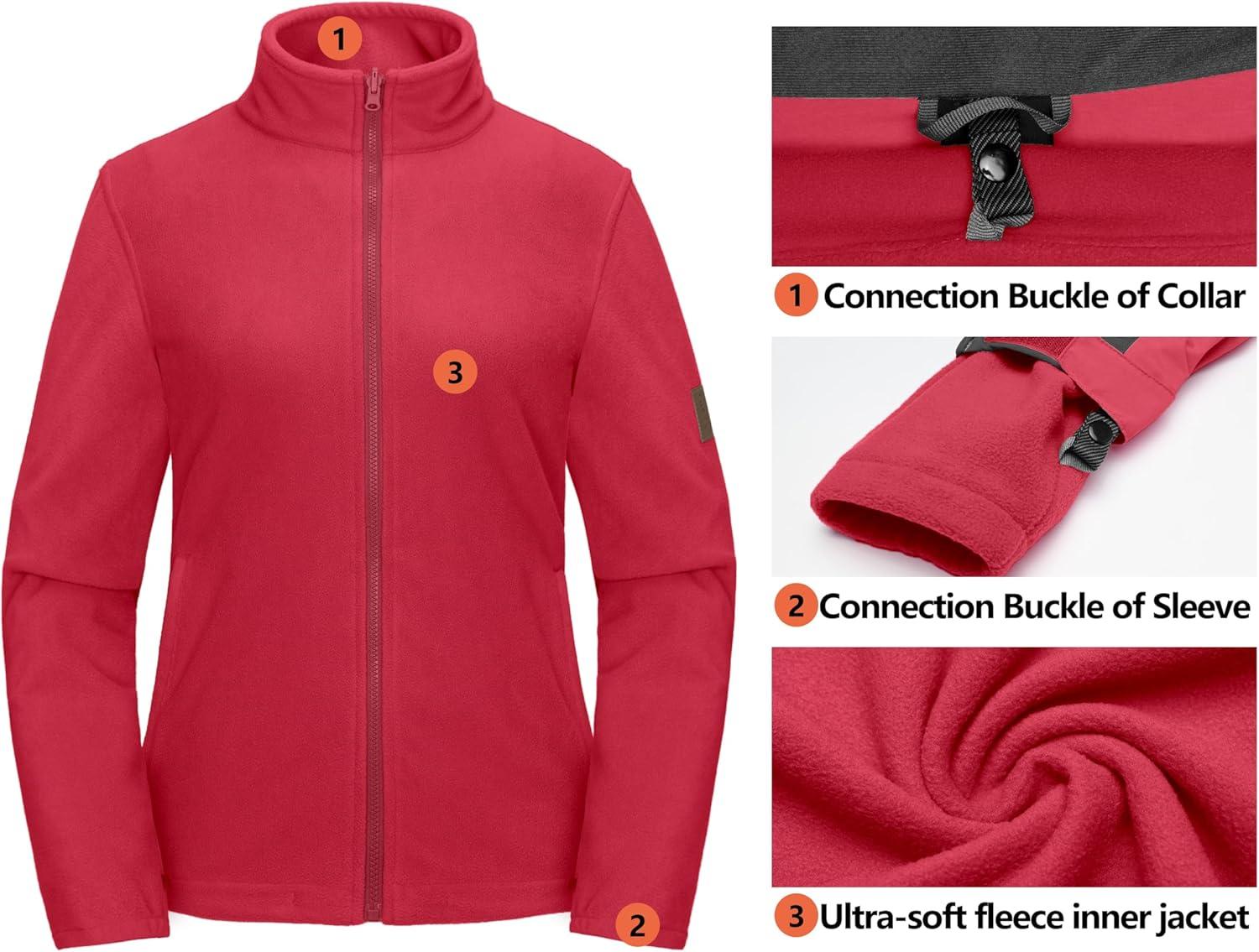 imageLittle Donkey Andy Womens 3 in 1 Winter Ski Jacket Warm Fleece Liner Jacket Waterproof Windproof Snow Coat ampamp Detachable HoodTango Red
