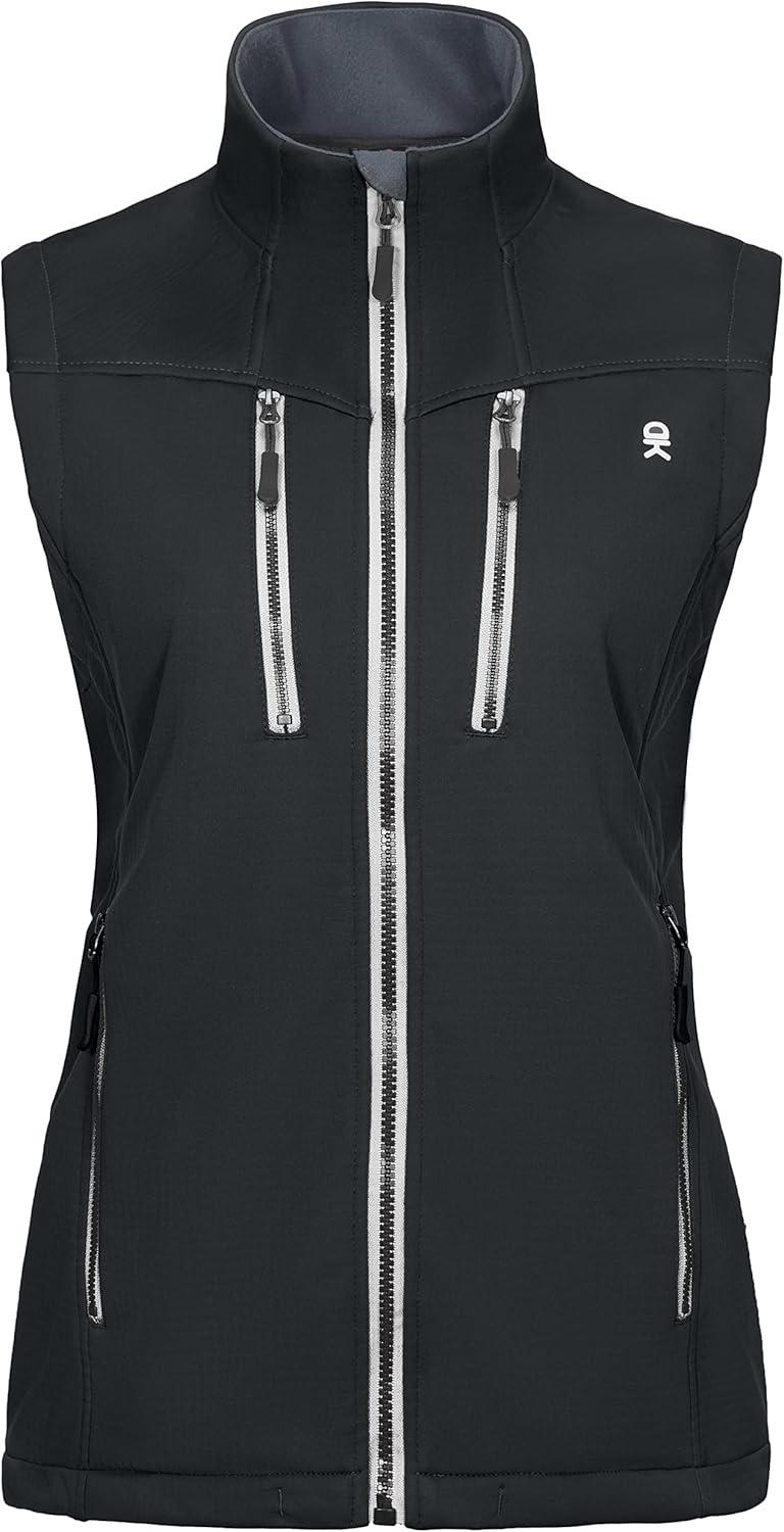 imageLittle Donkey Andy Womens Fleece Lined VestLightweight Softshell Sleeveless Jacket for Running Hiking GolfBlack