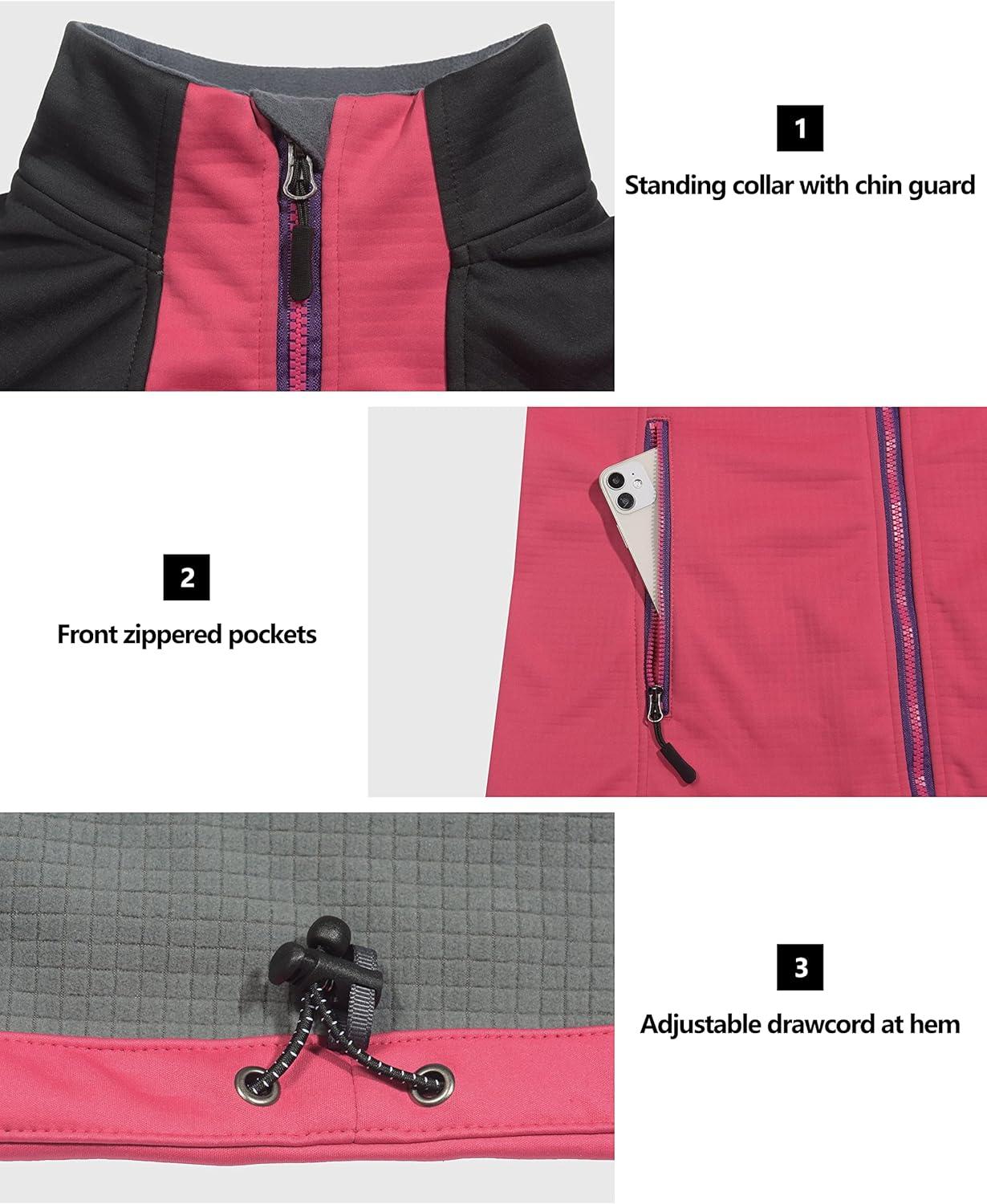 imageLittle Donkey Andy Womens Fleece Lined VestLightweight Softshell Sleeveless Jacket for Running Hiking GolfPink