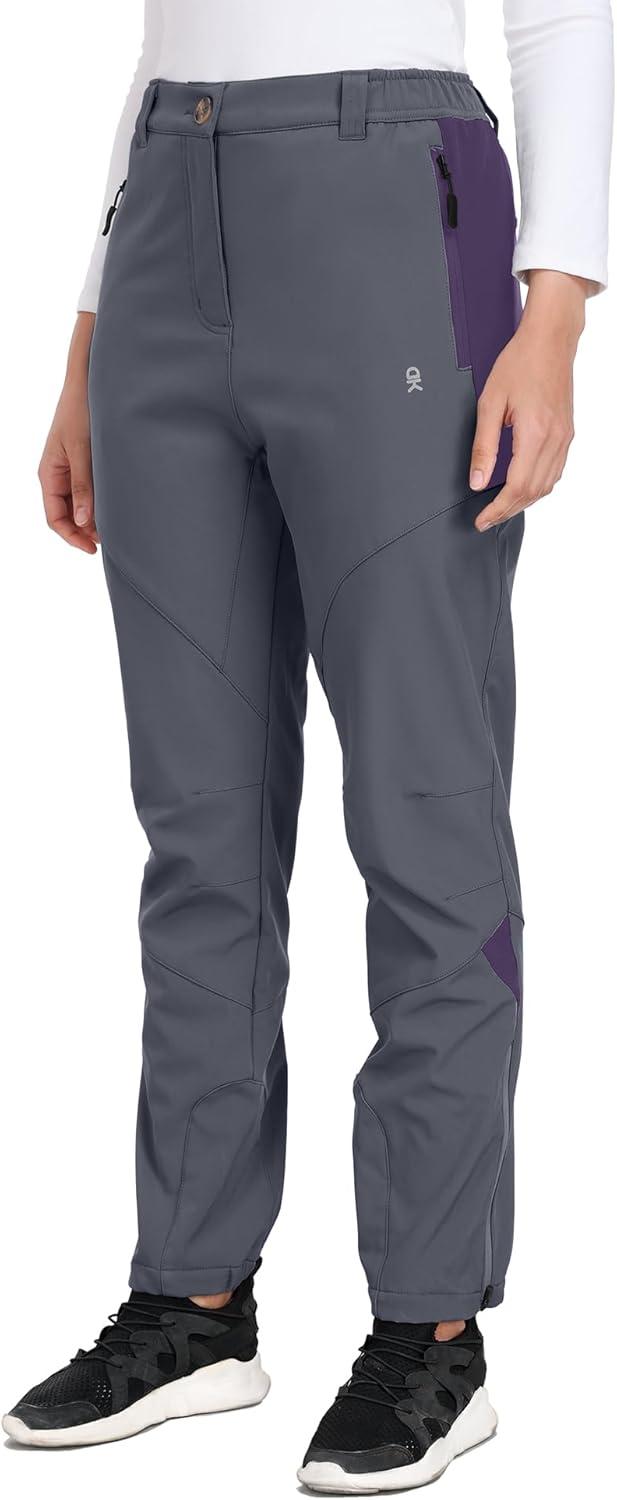 imageLittle Donkey Andy Womens Fleece Lined Waterproof Softshell Pants Hiking Ski Snowboarding PantsAgrey