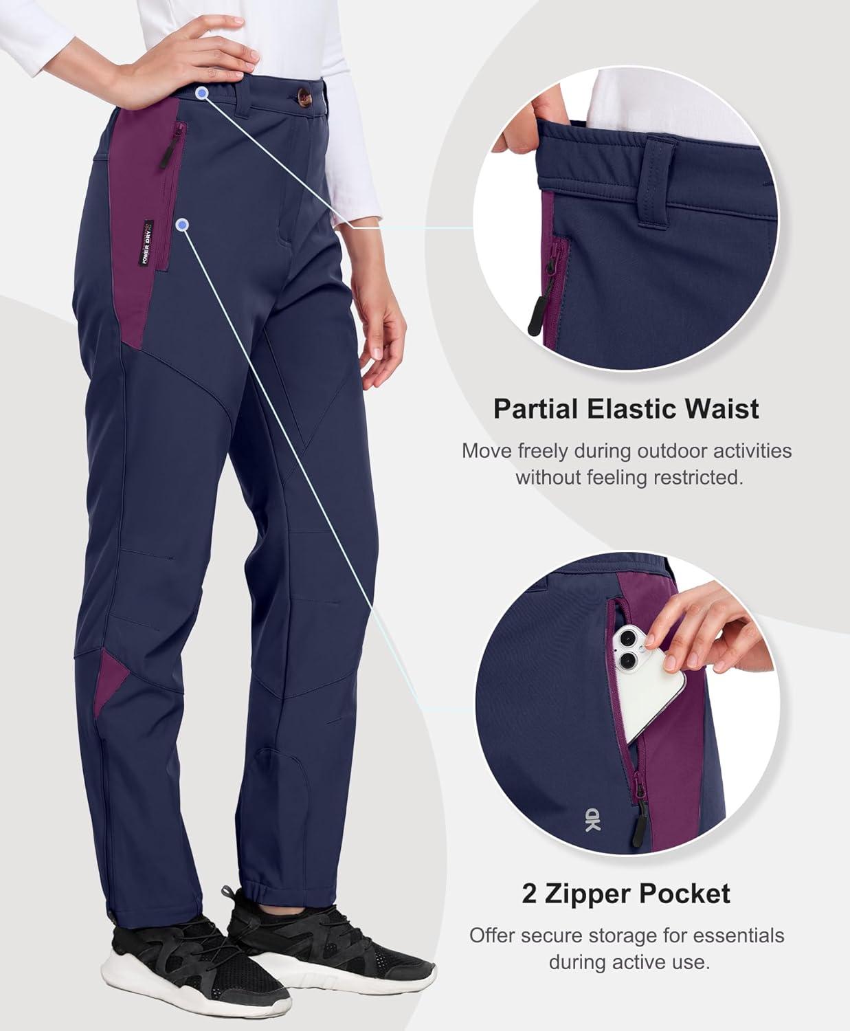 imageLittle Donkey Andy Womens Fleece Lined Waterproof Softshell Pants Hiking Ski Snowboarding PantsAnavy