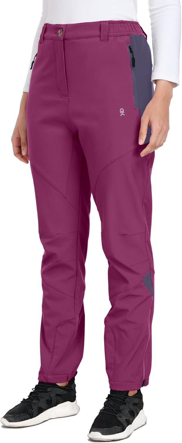 imageLittle Donkey Andy Womens Fleece Lined Waterproof Softshell Pants Hiking Ski Snowboarding PantsApurple