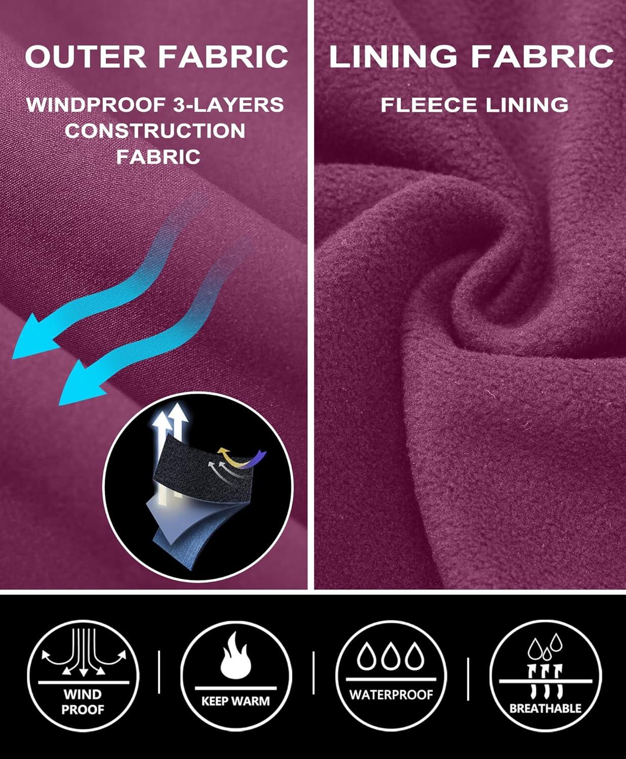 imageLittle Donkey Andy Womens Fleece Lined Waterproof Softshell Pants Hiking Ski Snowboarding PantsApurple