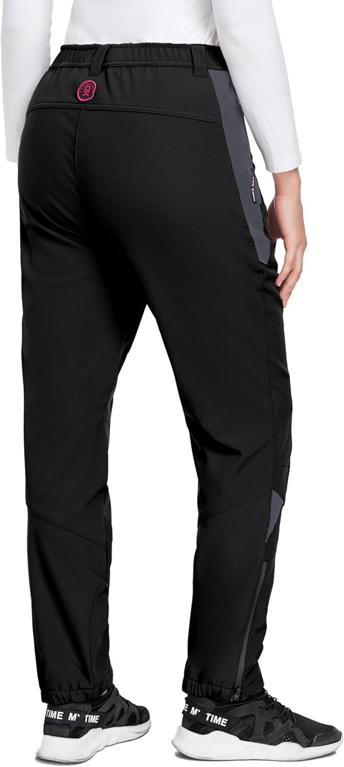 imageLittle Donkey Andy Womens Fleece Lined Waterproof Softshell Pants Hiking Ski Snowboarding PantsBlack