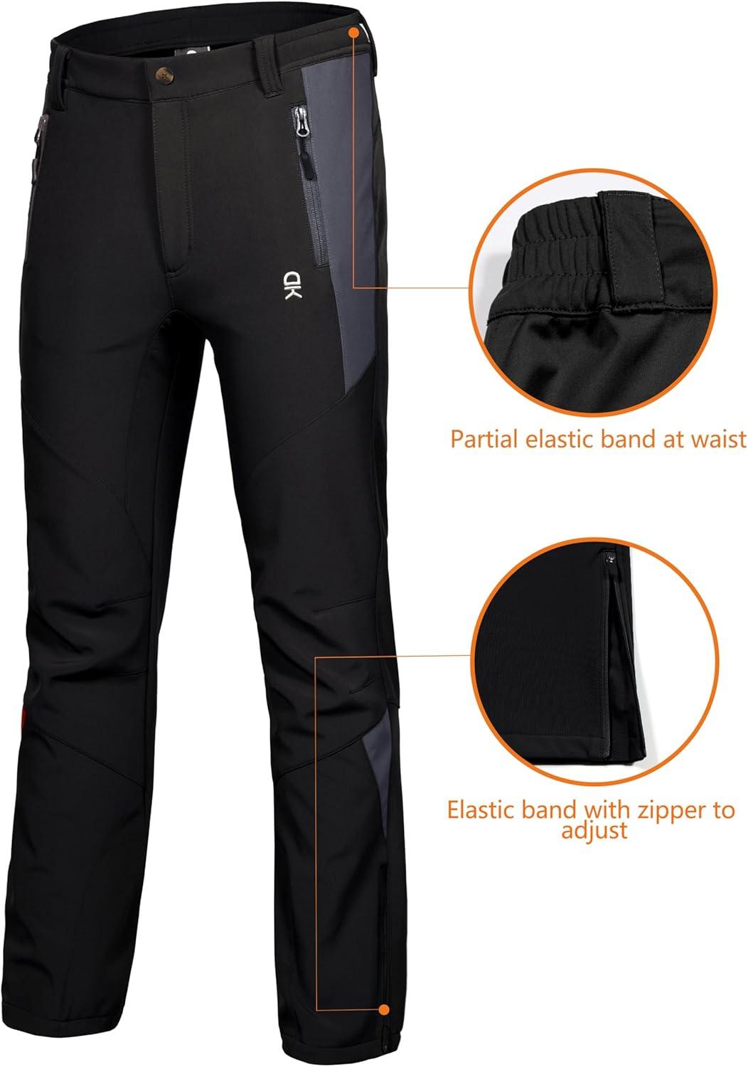 imageLittle Donkey Andy Womens Fleece Lined Waterproof Softshell Pants Hiking Ski Snowboarding PantsBlack