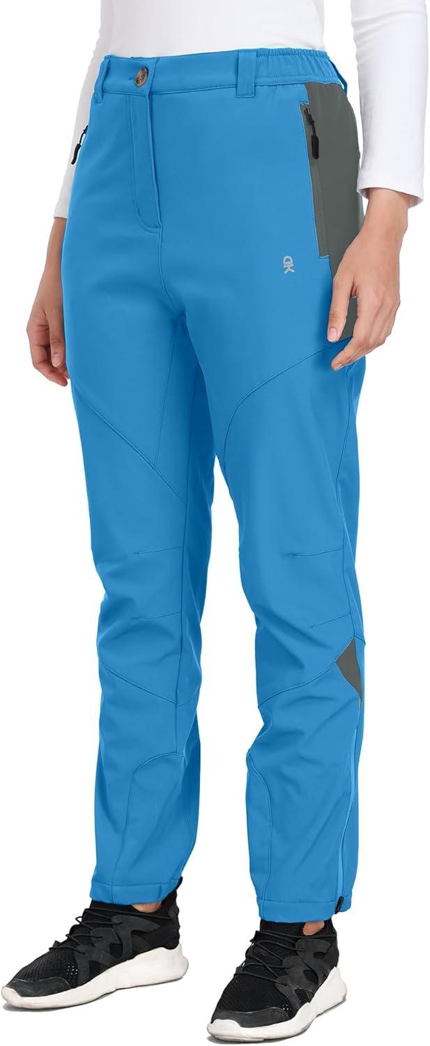 imageLittle Donkey Andy Womens Fleece Lined Waterproof Softshell Pants Hiking Ski Snowboarding PantsBlue