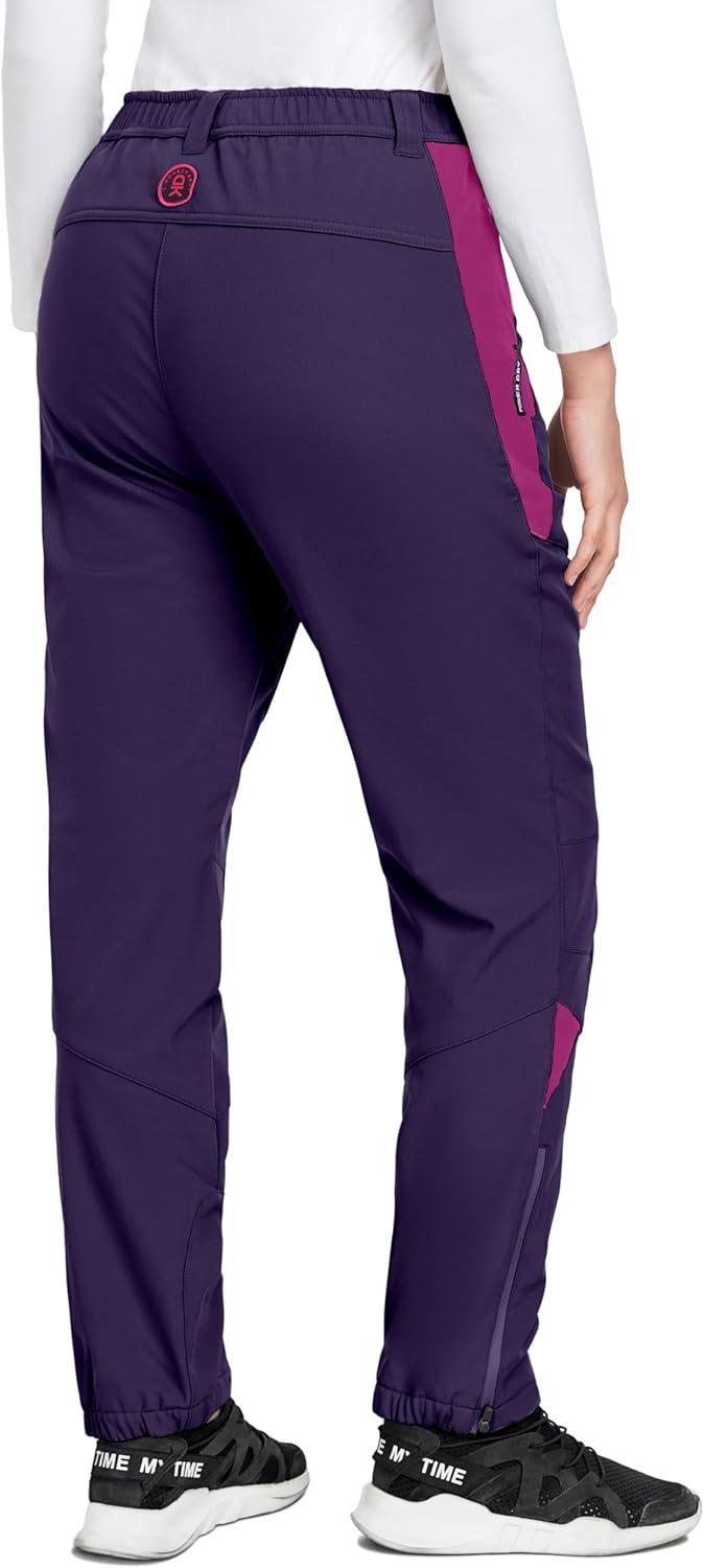 imageLittle Donkey Andy Womens Fleece Lined Waterproof Softshell Pants Hiking Ski Snowboarding PantsDark Purple