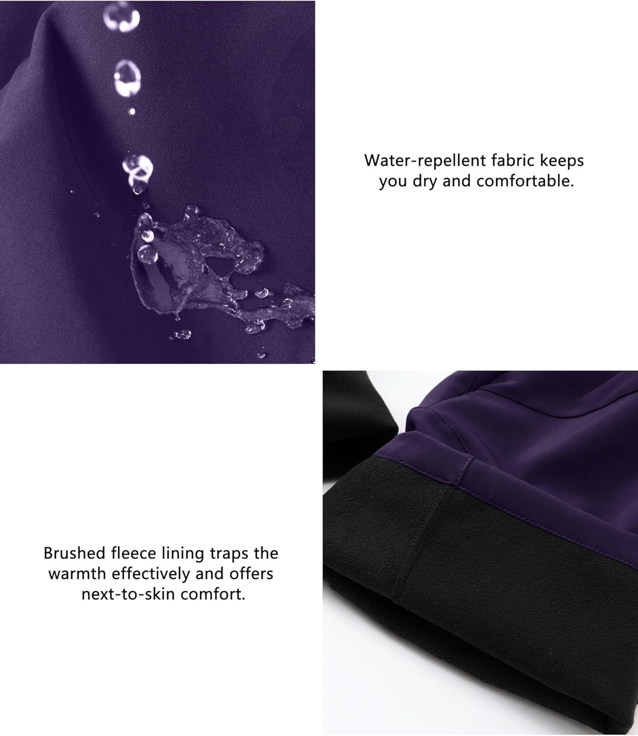 imageLittle Donkey Andy Womens Fleece Lined Waterproof Softshell Pants Hiking Ski Snowboarding PantsDark Purple