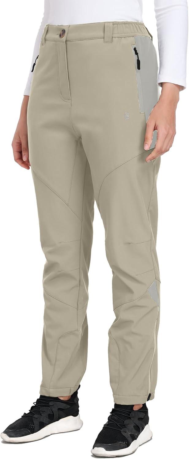 imageLittle Donkey Andy Womens Fleece Lined Waterproof Softshell Pants Hiking Ski Snowboarding PantsKhaki