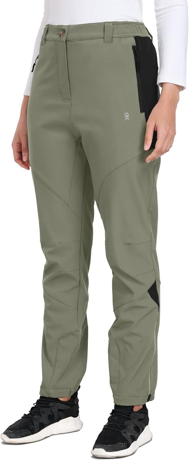 imageLittle Donkey Andy Womens Fleece Lined Waterproof Softshell Pants Hiking Ski Snowboarding PantsSage