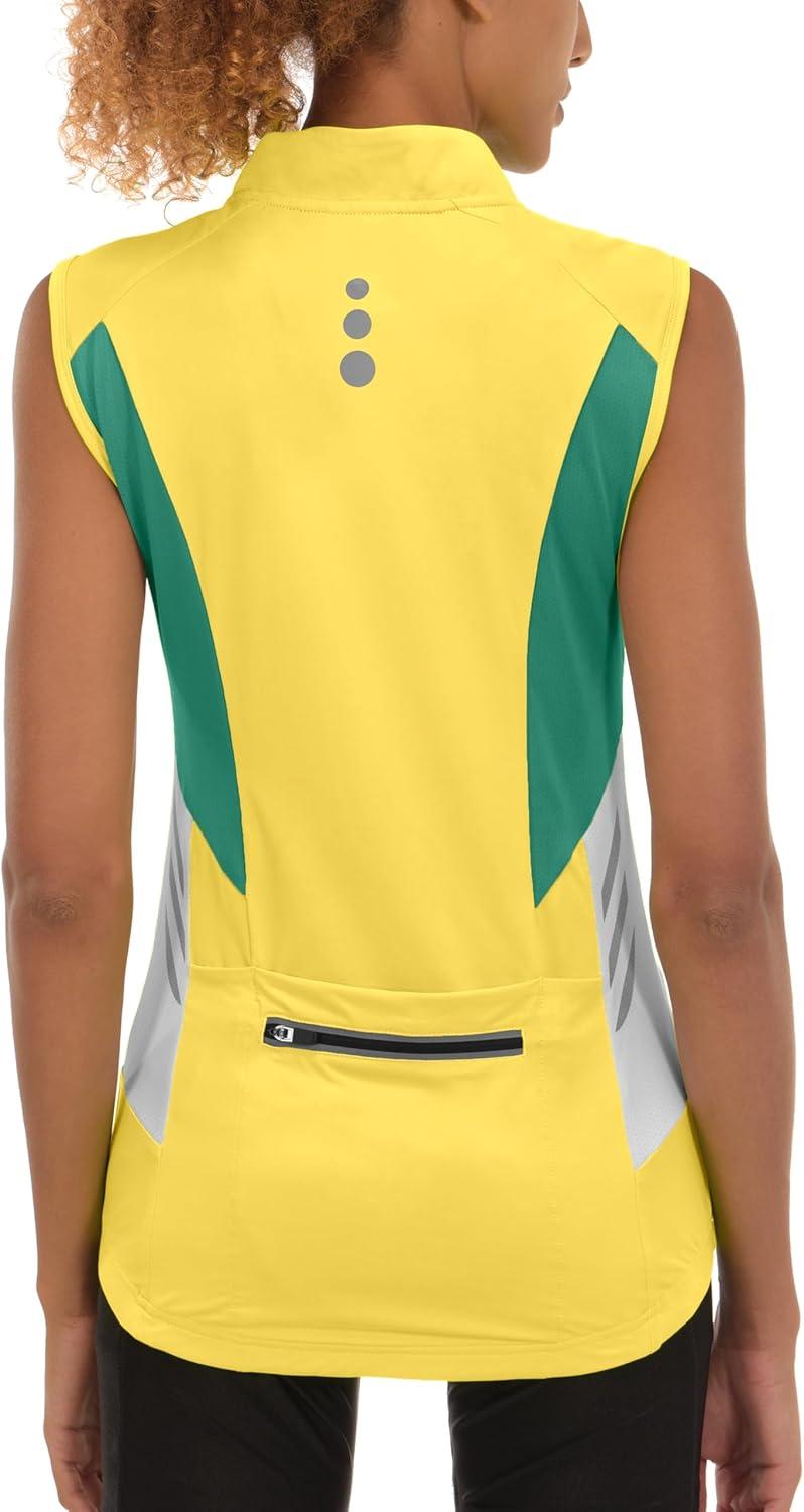 imageLittle Donkey Andy Womens Half Zip Breathable Cycling Vests Reflective Sleeveless Jerseys Shirts Golf 4 Rear PocketsUpgraded Lemon Verbena