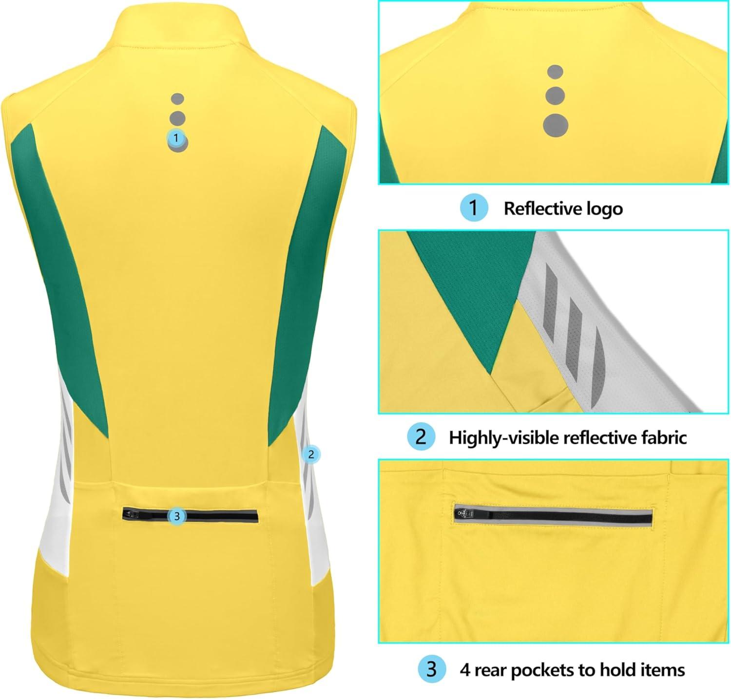 imageLittle Donkey Andy Womens Half Zip Breathable Cycling Vests Reflective Sleeveless Jerseys Shirts Golf 4 Rear PocketsUpgraded Lemon Verbena