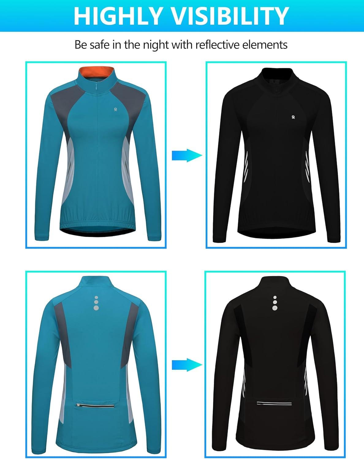 imageLittle Donkey Andy Womens Half Zip Cycling Jerseys Long Sleeve Bike Shirts Running HikingLake Blue