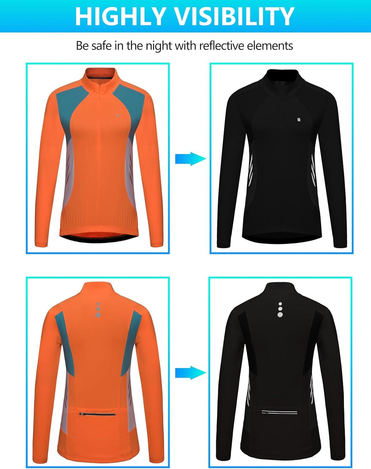 imageLittle Donkey Andy Womens Half Zip Cycling Jerseys Long Sleeve Bike Shirts Running HikingOrange