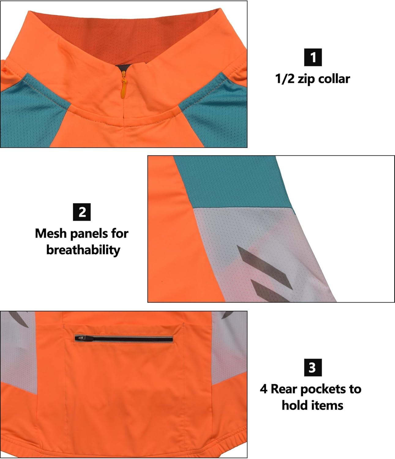 imageLittle Donkey Andy Womens Half Zip Cycling Jerseys Long Sleeve Bike Shirts Running HikingOrange