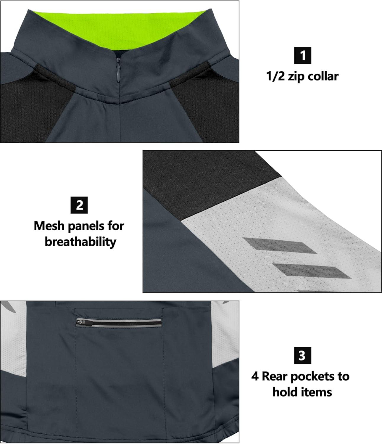 imageLittle Donkey Andy Womens Half Zip Cycling Jerseys Long Sleeve Bike Shirts Running HikingSteel Grey