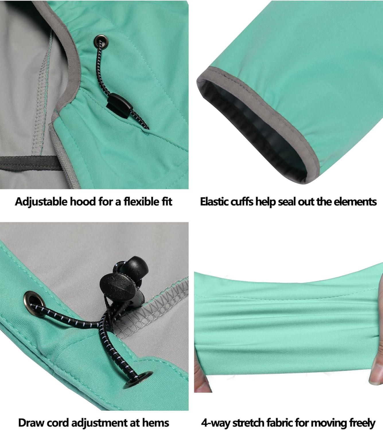 imageLittle Donkey Andy Womens Lightweight Hooded Softshell Jacket for Running Travel Hiking Windproof Water RepellentAqua Green