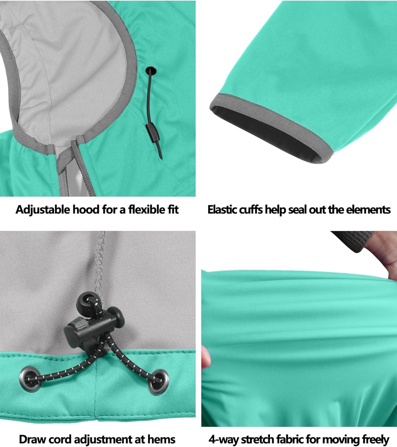 imageLittle Donkey Andy Womens Lightweight Hooded Softshell Jacket for Running Travel Hiking Windproof Water RepellentIce Green