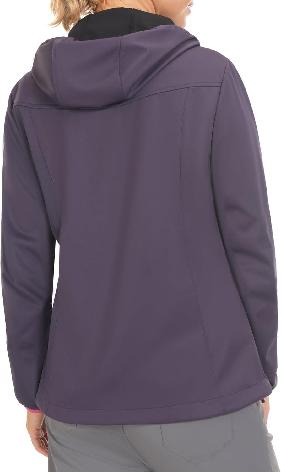 imageLittle Donkey Andy Womens Lightweight Hooded Softshell Jacket for Running Travel Hiking Windproof Water RepellentPurple