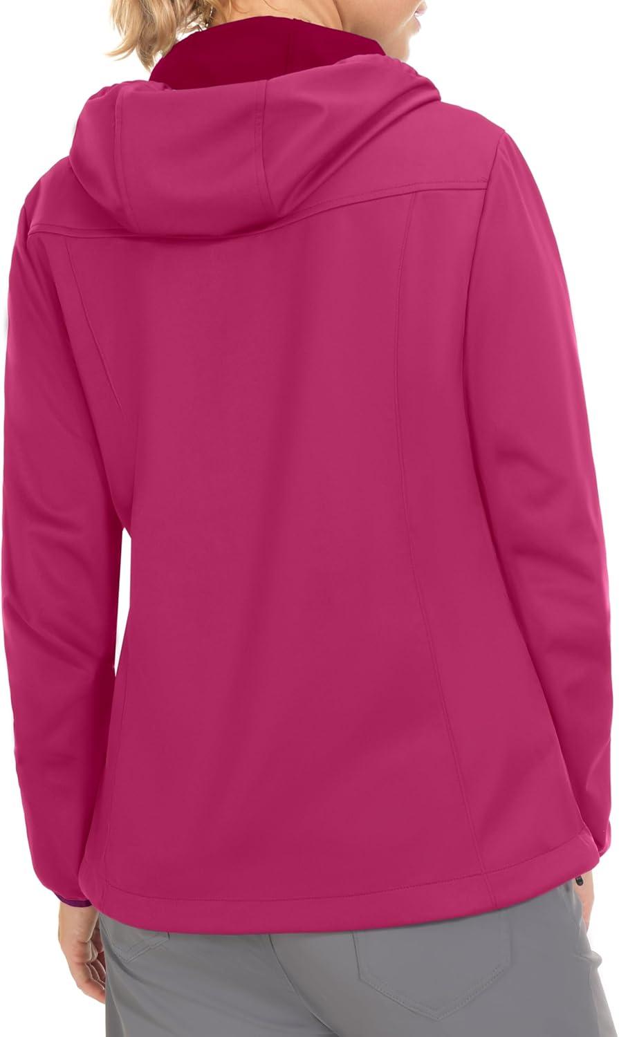 imageLittle Donkey Andy Womens Lightweight Hooded Softshell Jacket for Running Travel Hiking Windproof Water RepellentRose