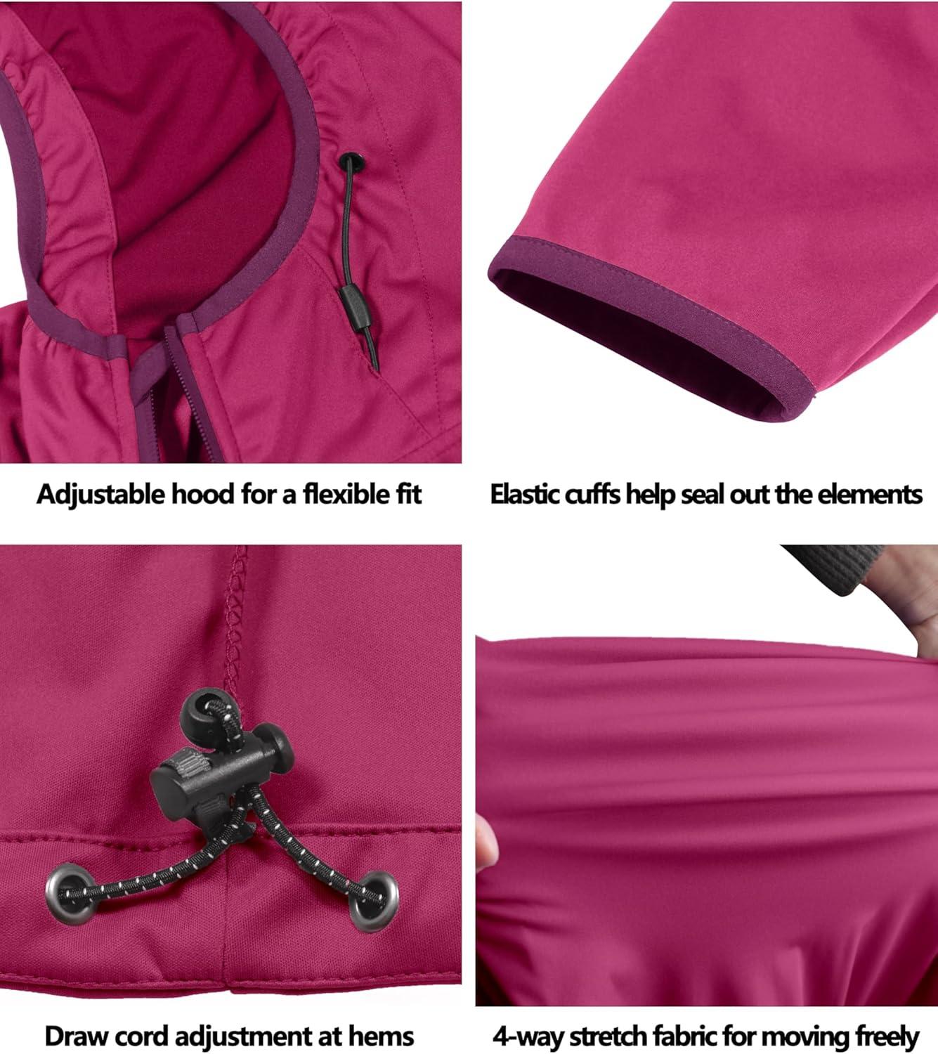 imageLittle Donkey Andy Womens Lightweight Hooded Softshell Jacket for Running Travel Hiking Windproof Water RepellentRose