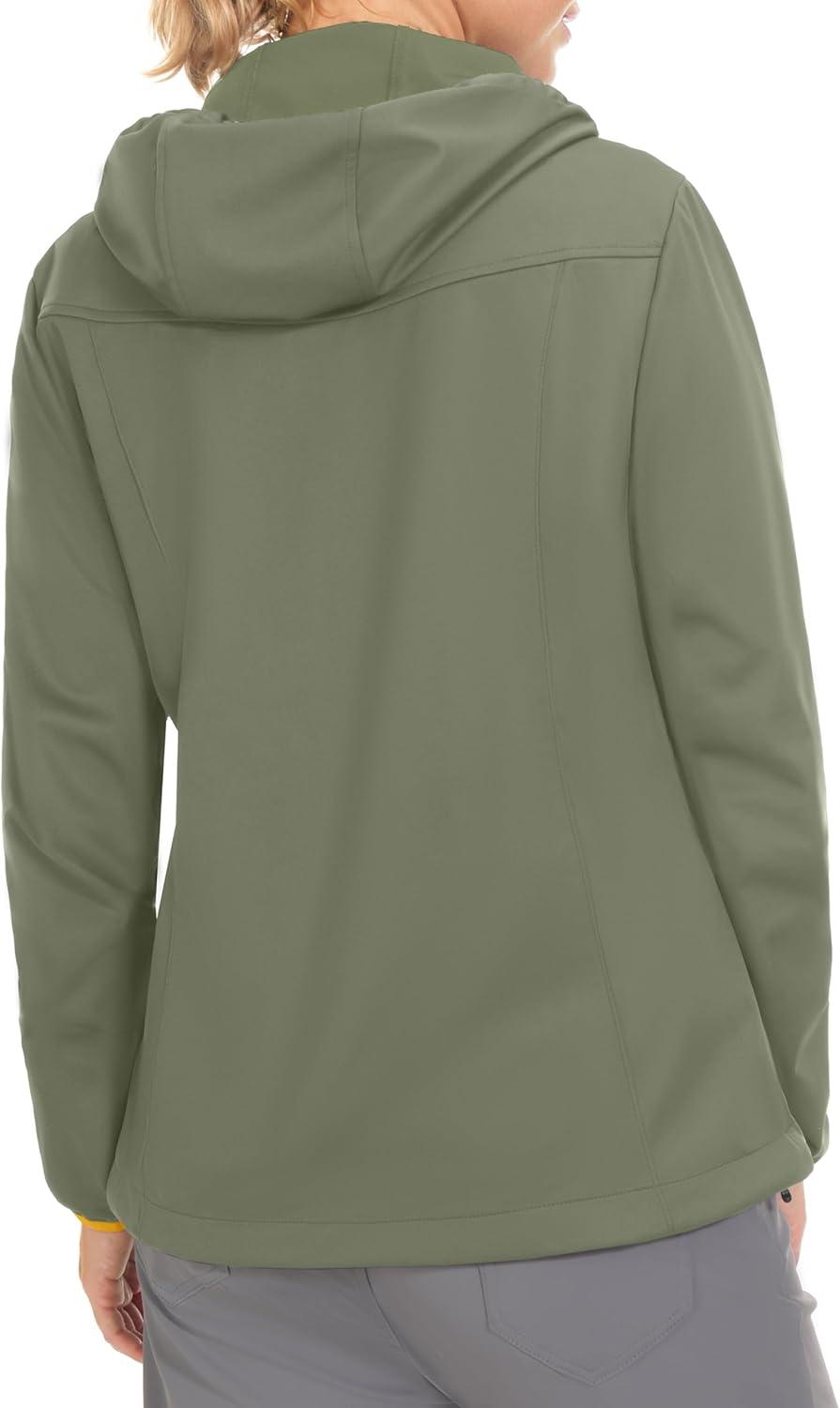 imageLittle Donkey Andy Womens Lightweight Hooded Softshell Jacket for Running Travel Hiking Windproof Water RepellentSage