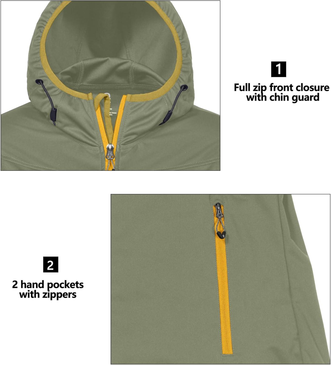 imageLittle Donkey Andy Womens Lightweight Hooded Softshell Jacket for Running Travel Hiking Windproof Water RepellentSage