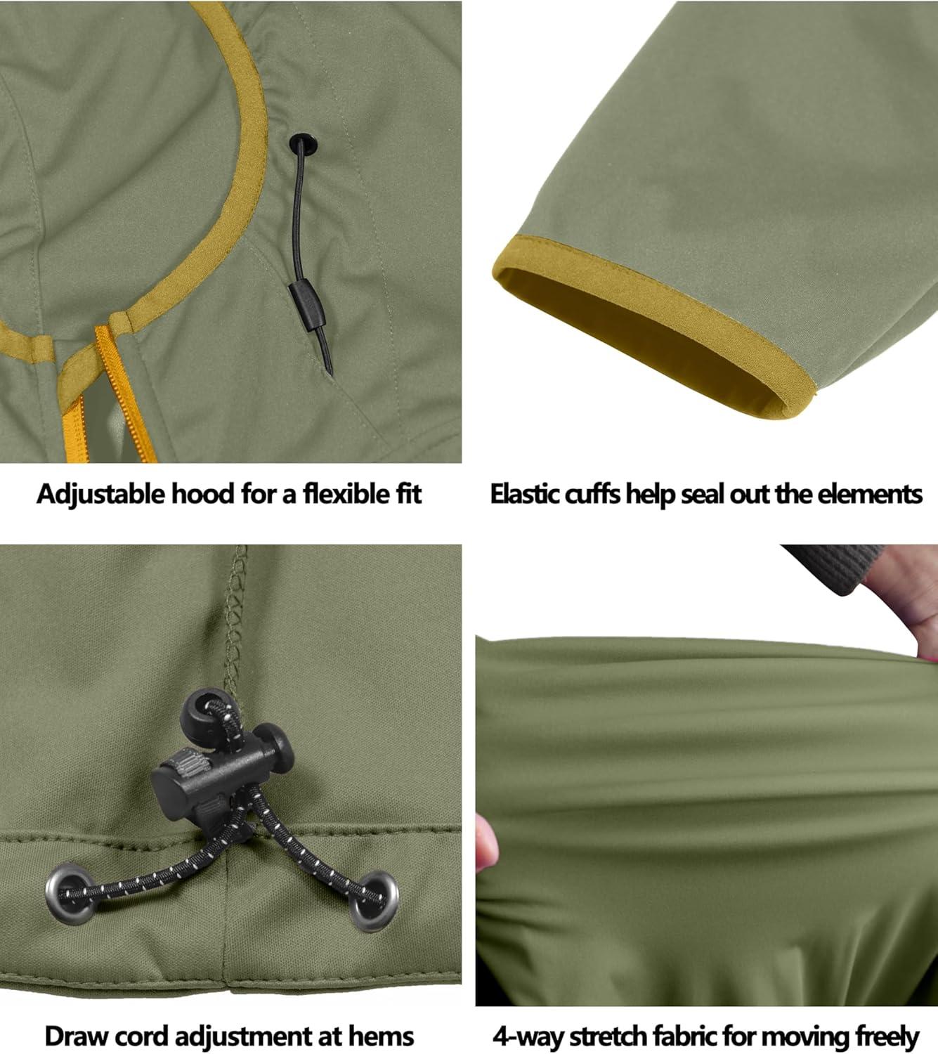 imageLittle Donkey Andy Womens Lightweight Hooded Softshell Jacket for Running Travel Hiking Windproof Water RepellentSage