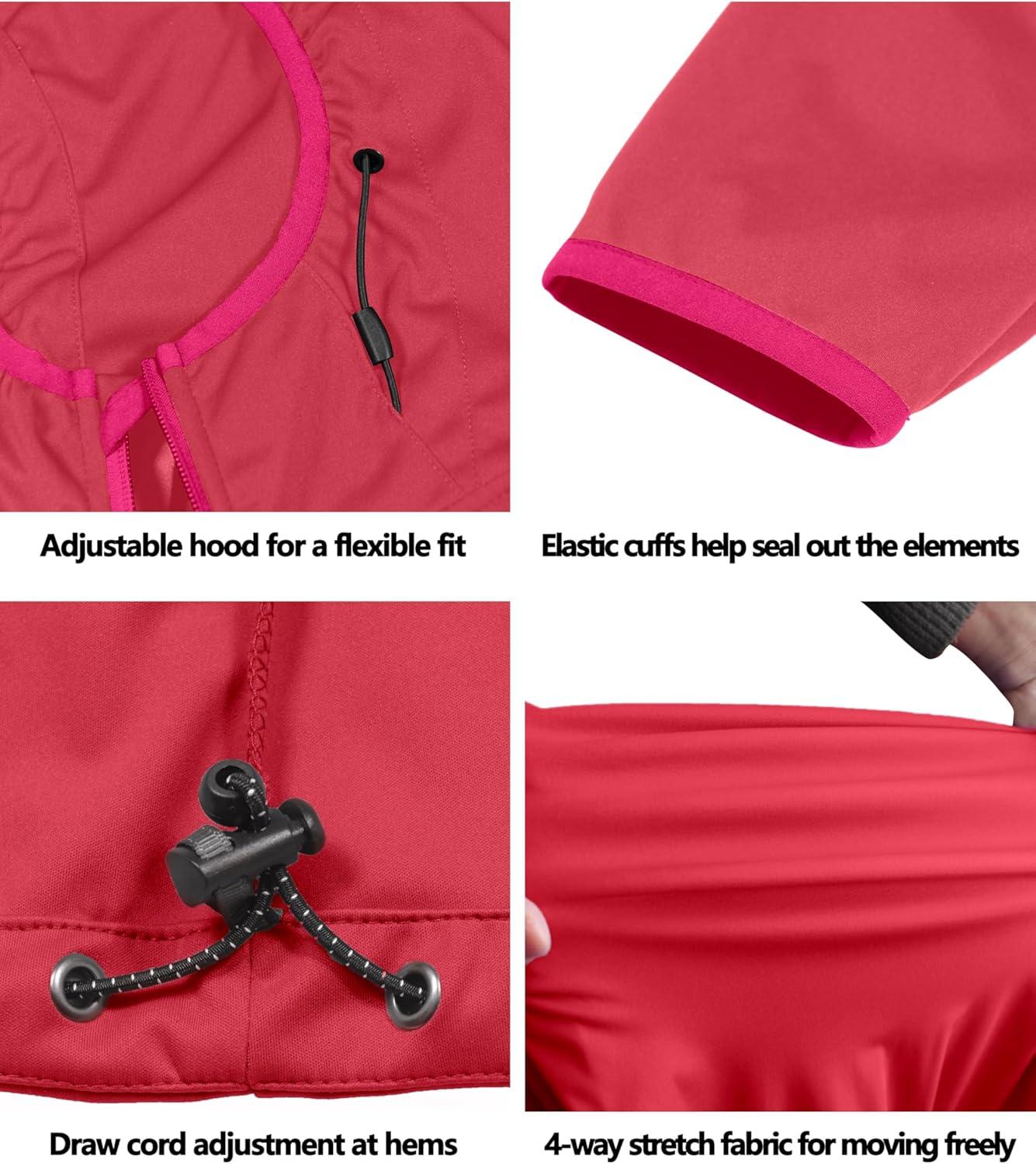 imageLittle Donkey Andy Womens Lightweight Hooded Softshell Jacket for Running Travel Hiking Windproof Water RepellentWatermelon
