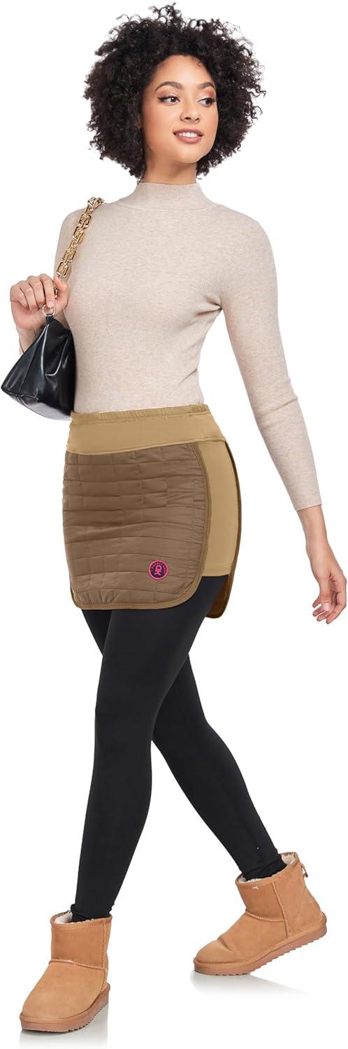 imageLittle Donkey Andy Womens Lightweight Puffer Sport Skorts Warm Quilted Skirt Outdoors Hiking RunningA Dark Khaki