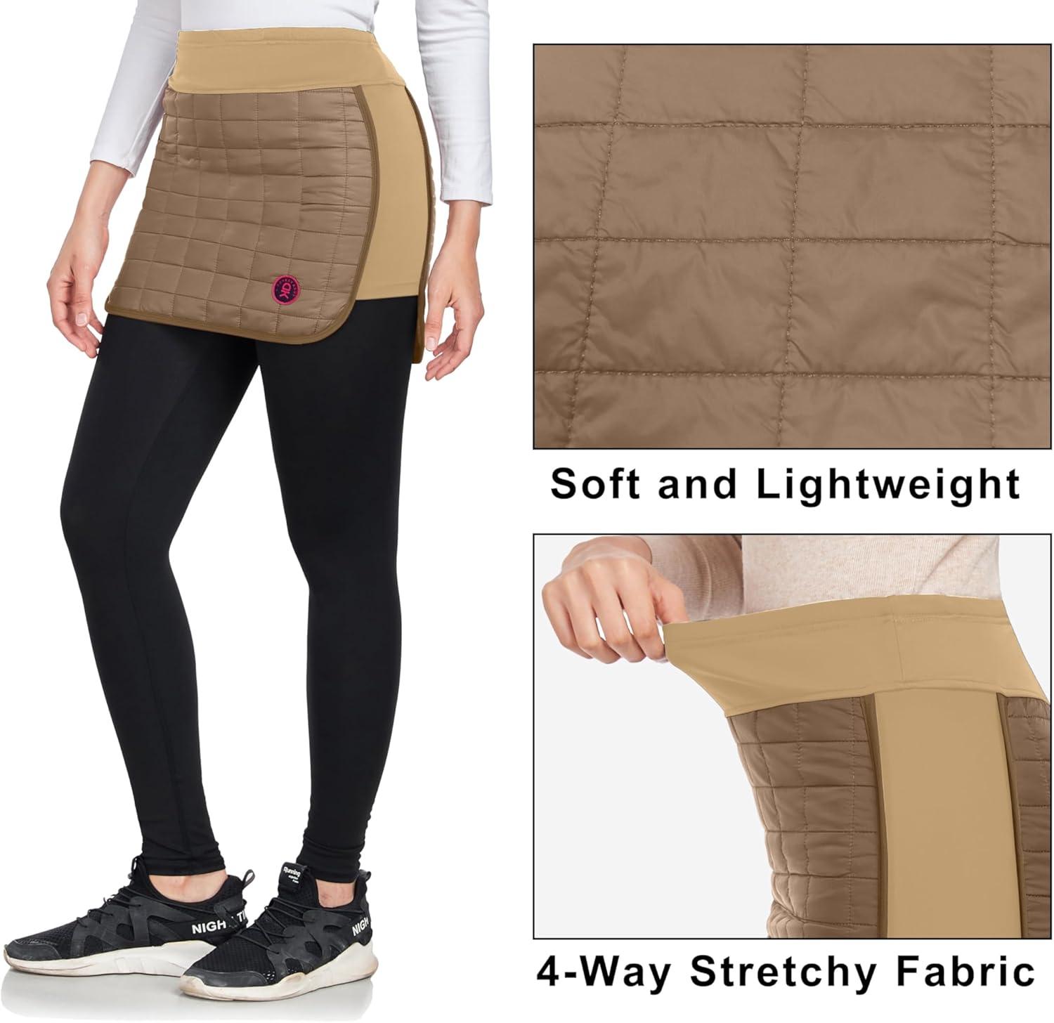 imageLittle Donkey Andy Womens Lightweight Puffer Sport Skorts Warm Quilted Skirt Outdoors Hiking RunningA Dark Khaki