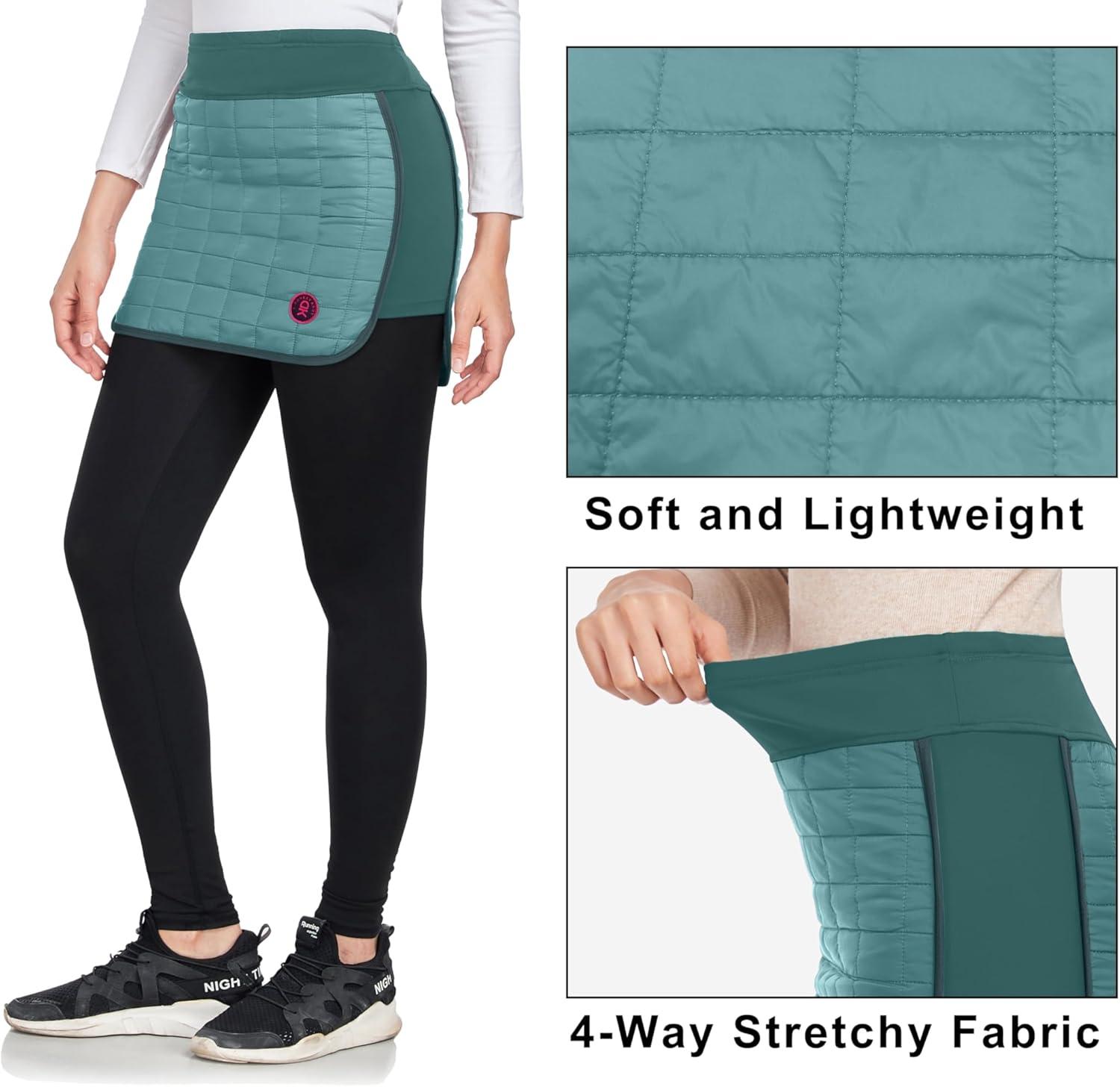imageLittle Donkey Andy Womens Lightweight Puffer Sport Skorts Warm Quilted Skirt Outdoors Hiking RunningA Viridian Green