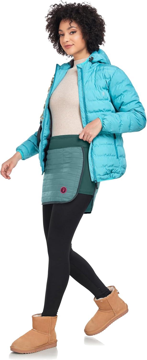 imageLittle Donkey Andy Womens Lightweight Puffer Sport Skorts Warm Quilted Skirt Outdoors Hiking RunningA Viridian Green