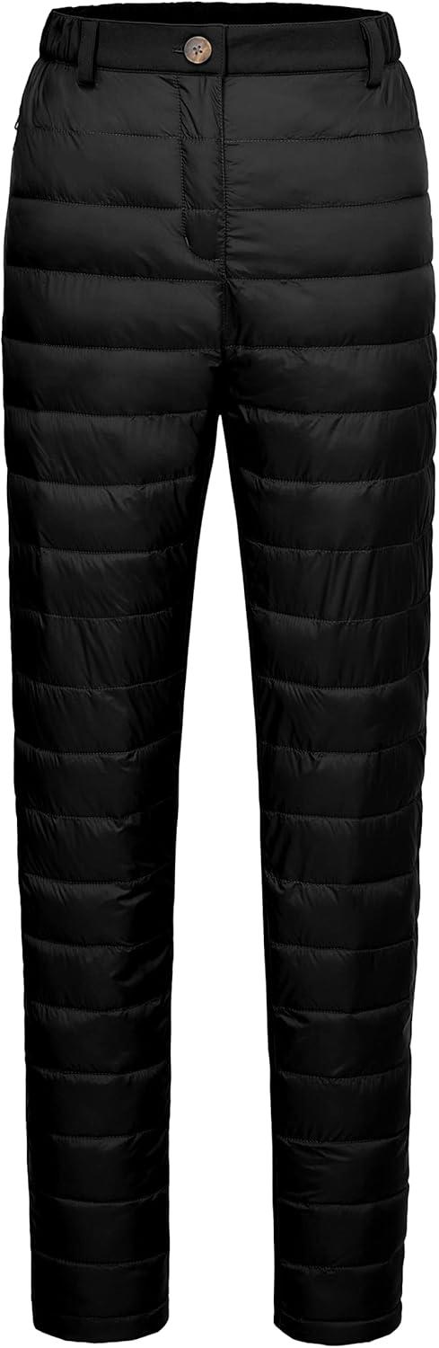 imageLittle Donkey Andy Womens Lightweight Puffy Pants Warm Fleece Lined Insulated Puffer Quilted Pants for Hiking Snow SkiAblackfleece Liner
