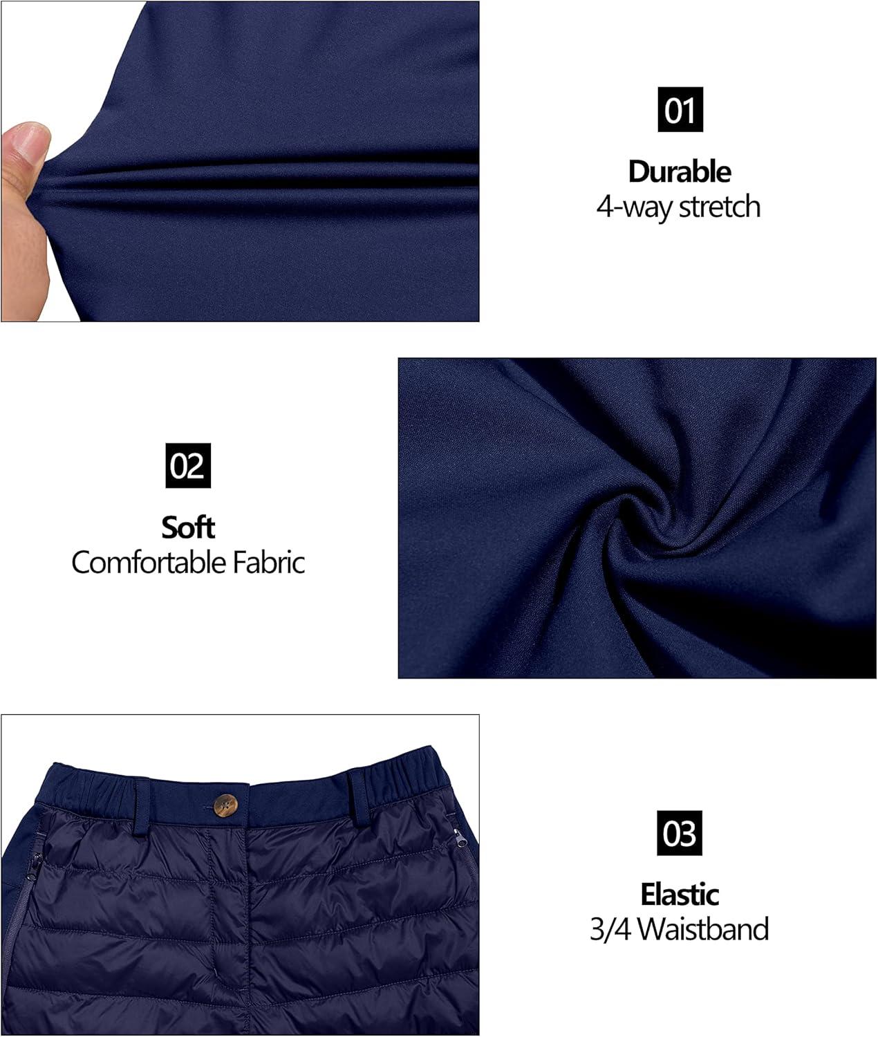 imageLittle Donkey Andy Womens Lightweight Puffy Pants Warm Fleece Lined Insulated Puffer Quilted Pants for Hiking Snow SkiAblue Depthfleece Liner