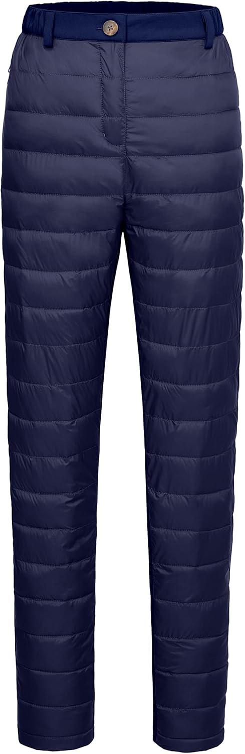 imageLittle Donkey Andy Womens Lightweight Puffy Pants Warm Fleece Lined Insulated Puffer Quilted Pants for Hiking Snow SkiAblue Depthfleece Liner