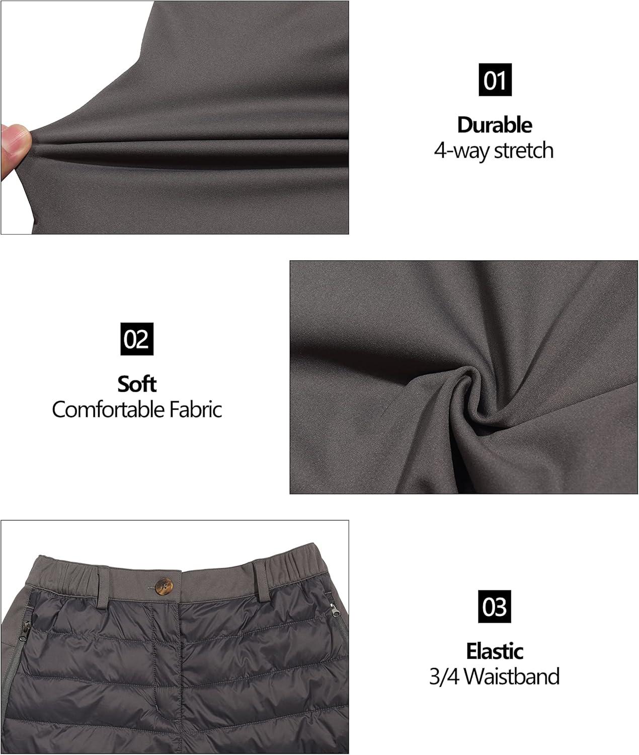 imageLittle Donkey Andy Womens Lightweight Puffy Pants Warm Fleece Lined Insulated Puffer Quilted Pants for Hiking Snow SkiGrey