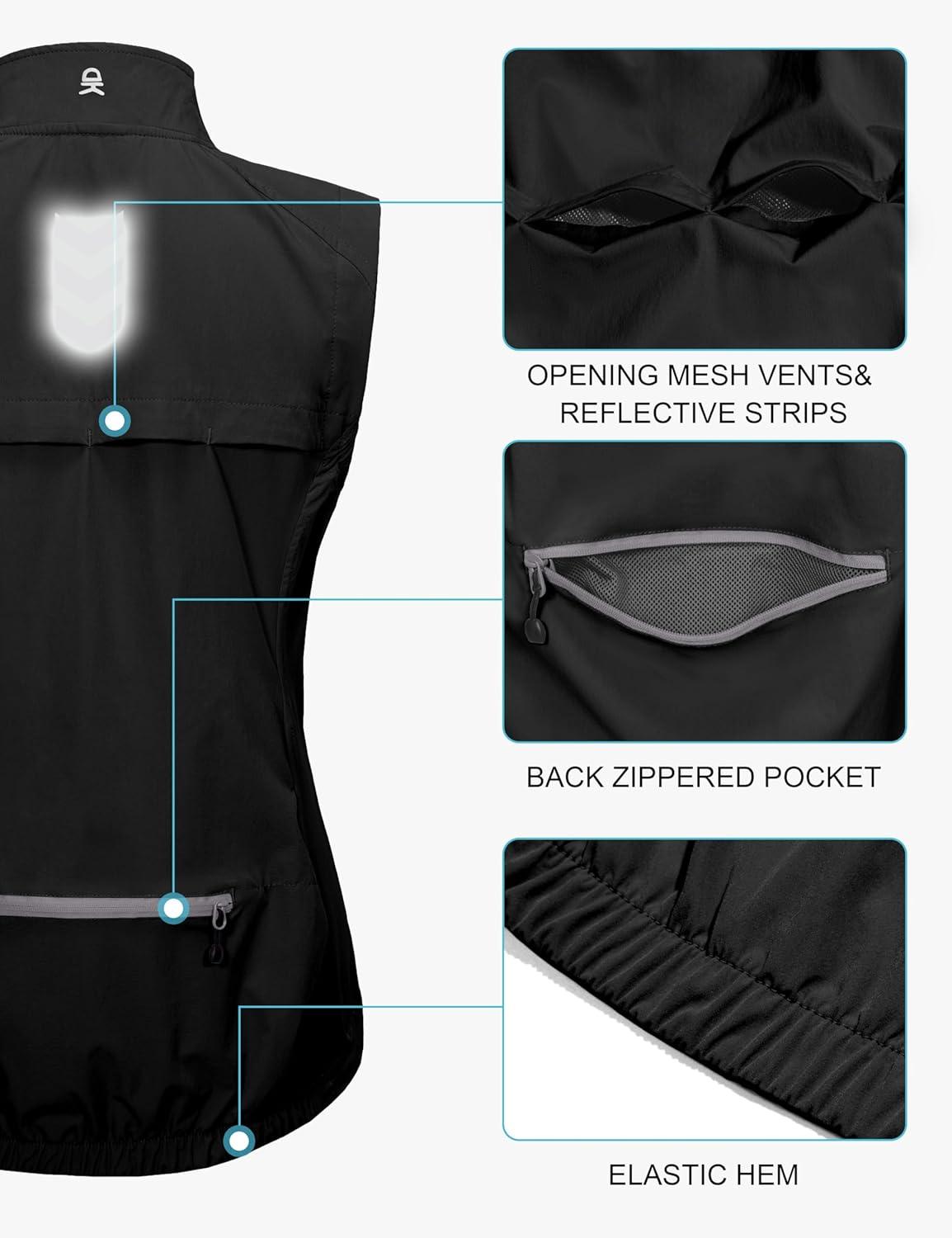 imageLittle Donkey Andy Womens Lightweight Quick Dry Vest Summer Windproof Sleeveless Elastic Jacket for Golfing Cycling RunningBlack