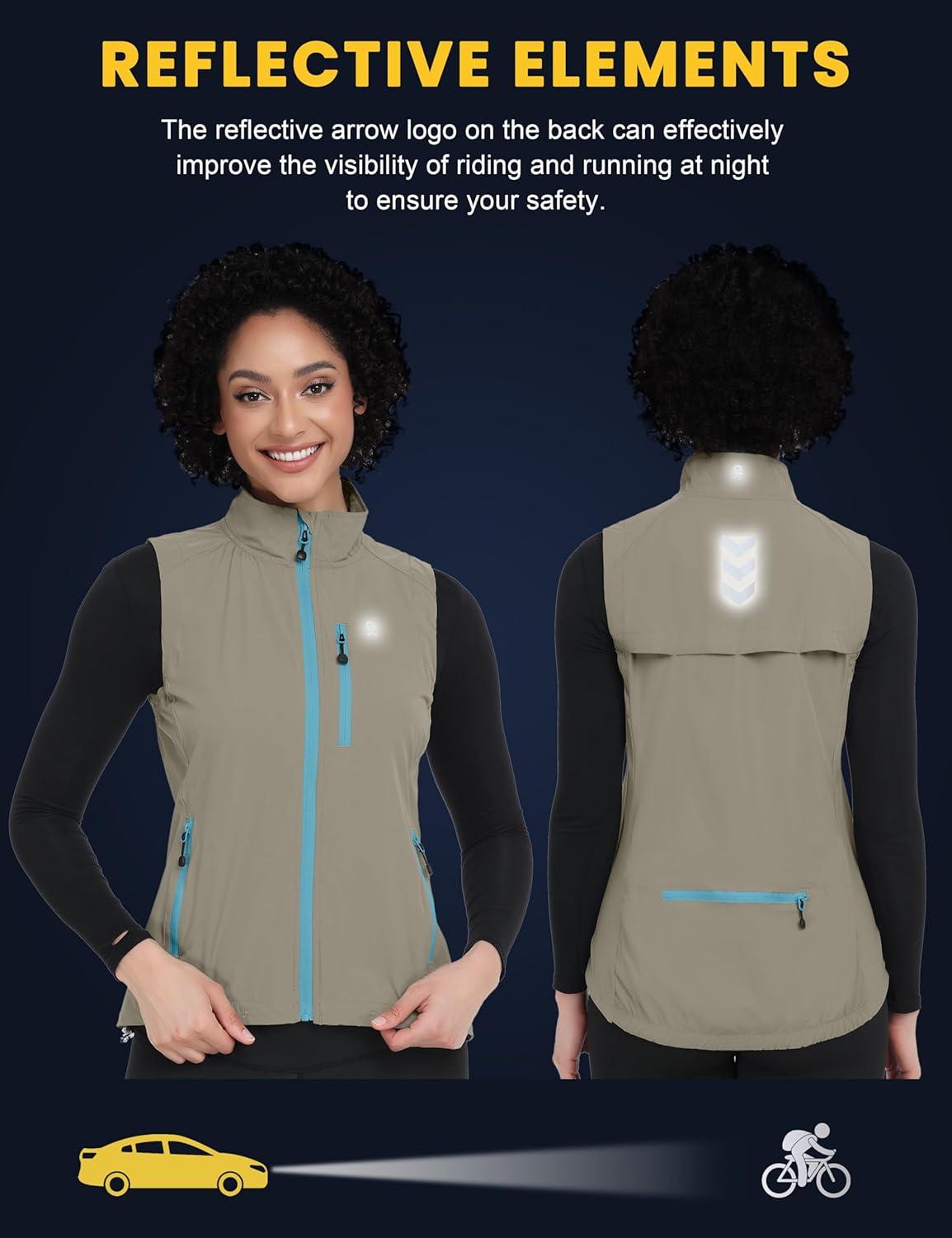 imageLittle Donkey Andy Womens Lightweight Quick Dry Vest Summer Windproof Sleeveless Elastic Jacket for Golfing Cycling RunningLight Khaki