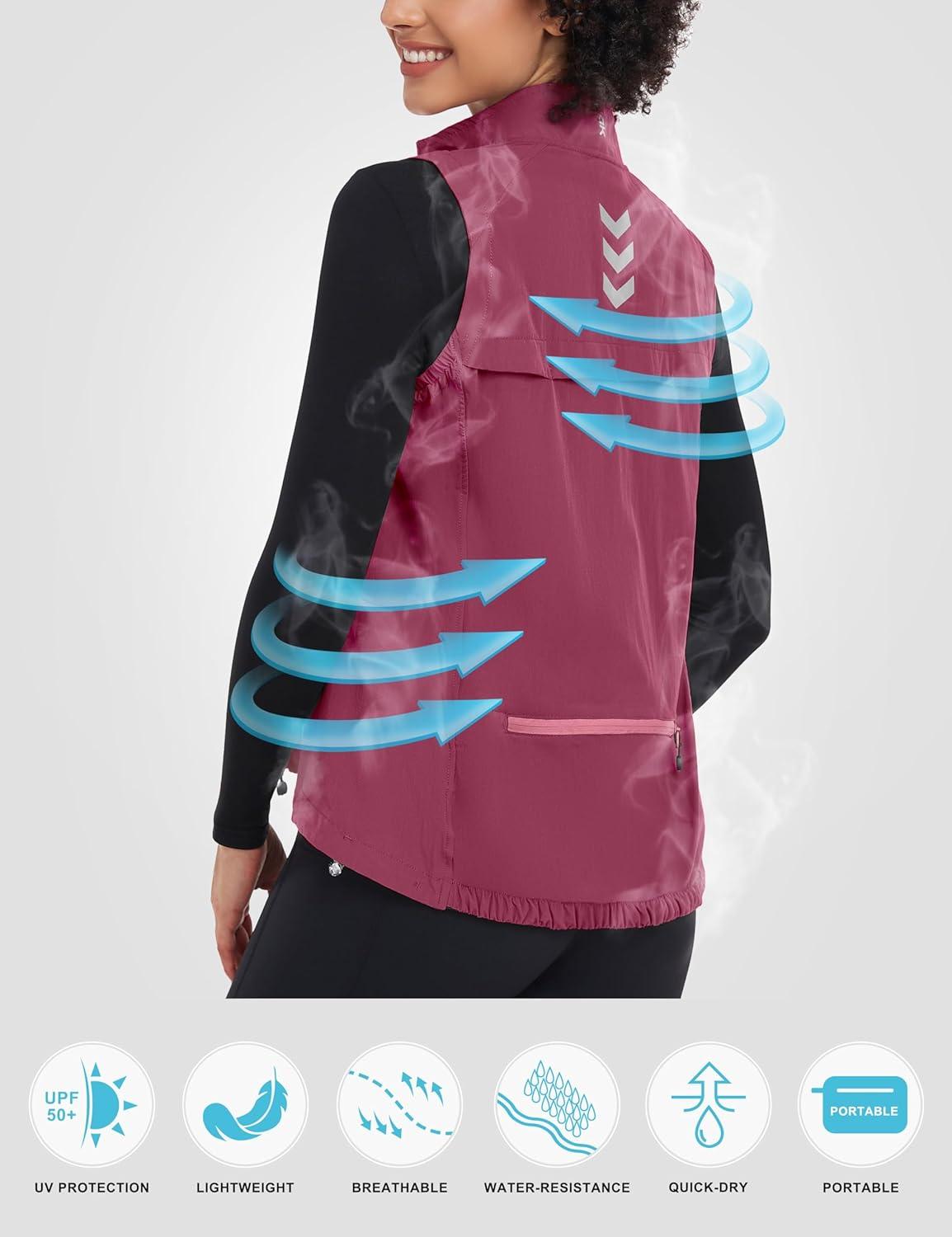 imageLittle Donkey Andy Womens Lightweight Quick Dry Vest Summer Windproof Sleeveless Elastic Jacket for Golfing Cycling RunningRose