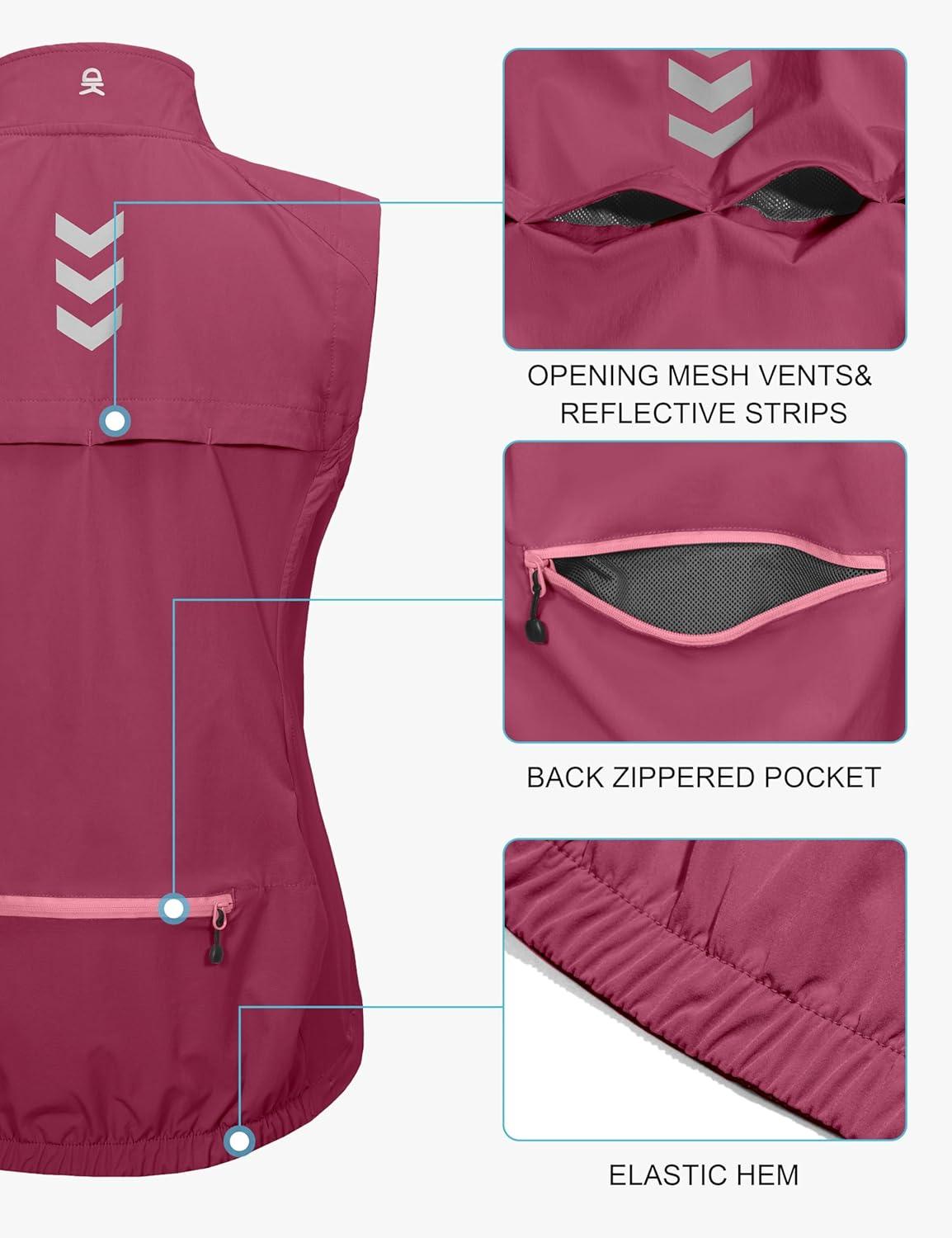 imageLittle Donkey Andy Womens Lightweight Quick Dry Vest Summer Windproof Sleeveless Elastic Jacket for Golfing Cycling RunningRose