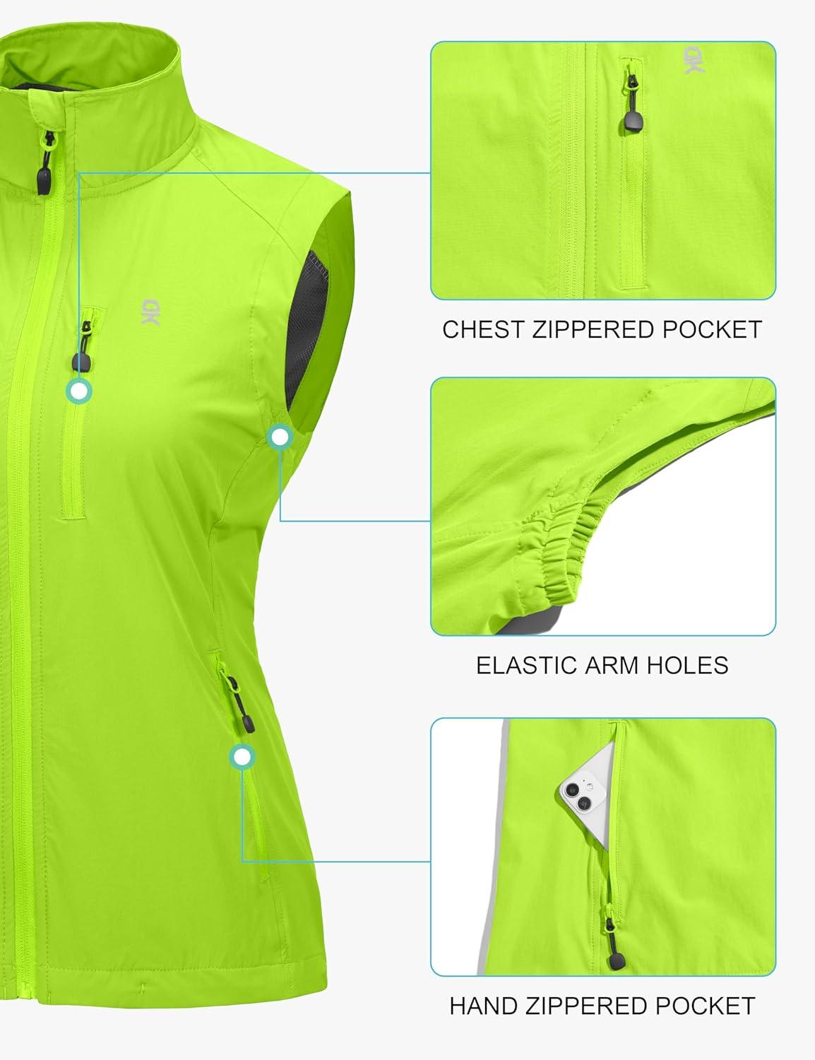 imageLittle Donkey Andy Womens Lightweight Quick Dry Vest Summer Windproof Sleeveless Elastic Jacket for Golfing Cycling RunningYellow