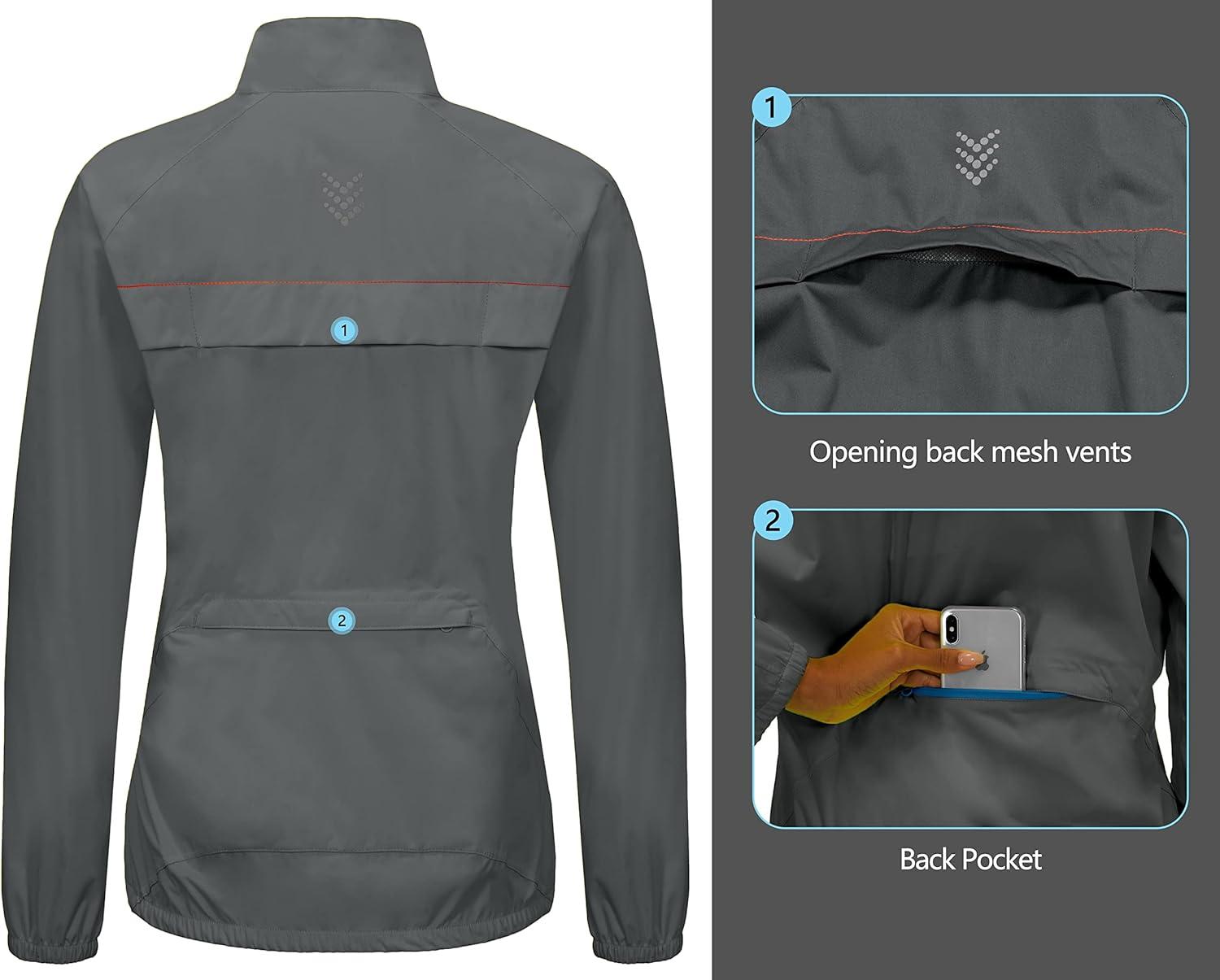 imageLittle Donkey Andy Womens Lightweight Rain Cycling Stretch Jacket with Hood Windproof and Waterproof Ultralight PackableB3upgradegray