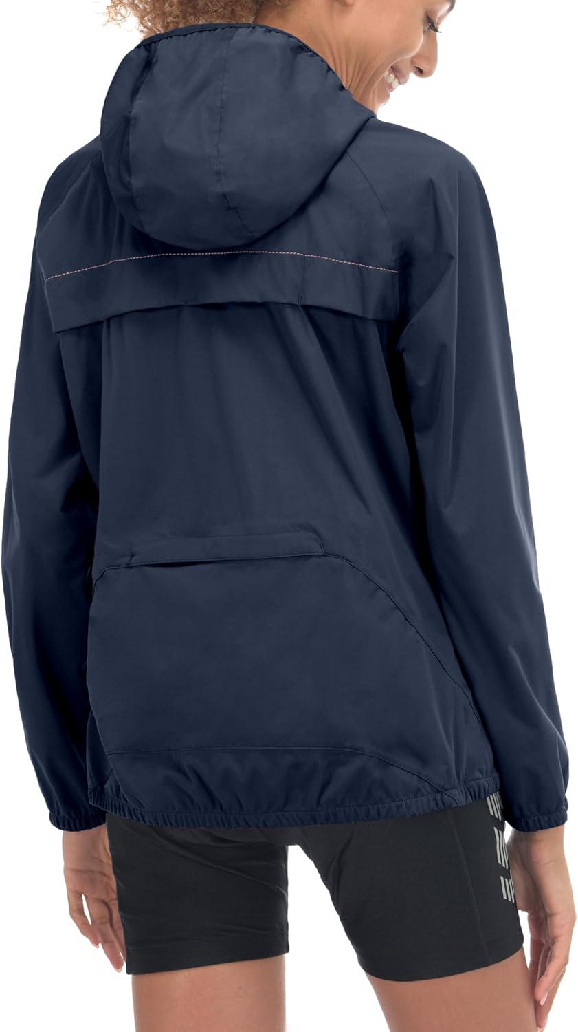 imageLittle Donkey Andy Womens Lightweight Rain Cycling Stretch Jacket with Hood Windproof and Waterproof Ultralight PackableUpgrade Hoodensign Blue