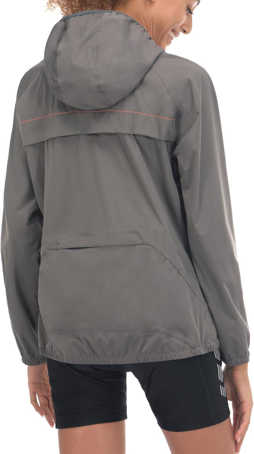 imageLittle Donkey Andy Womens Lightweight Rain Cycling Stretch Jacket with Hood Windproof and Waterproof Ultralight PackableUpgrade Hoodgray